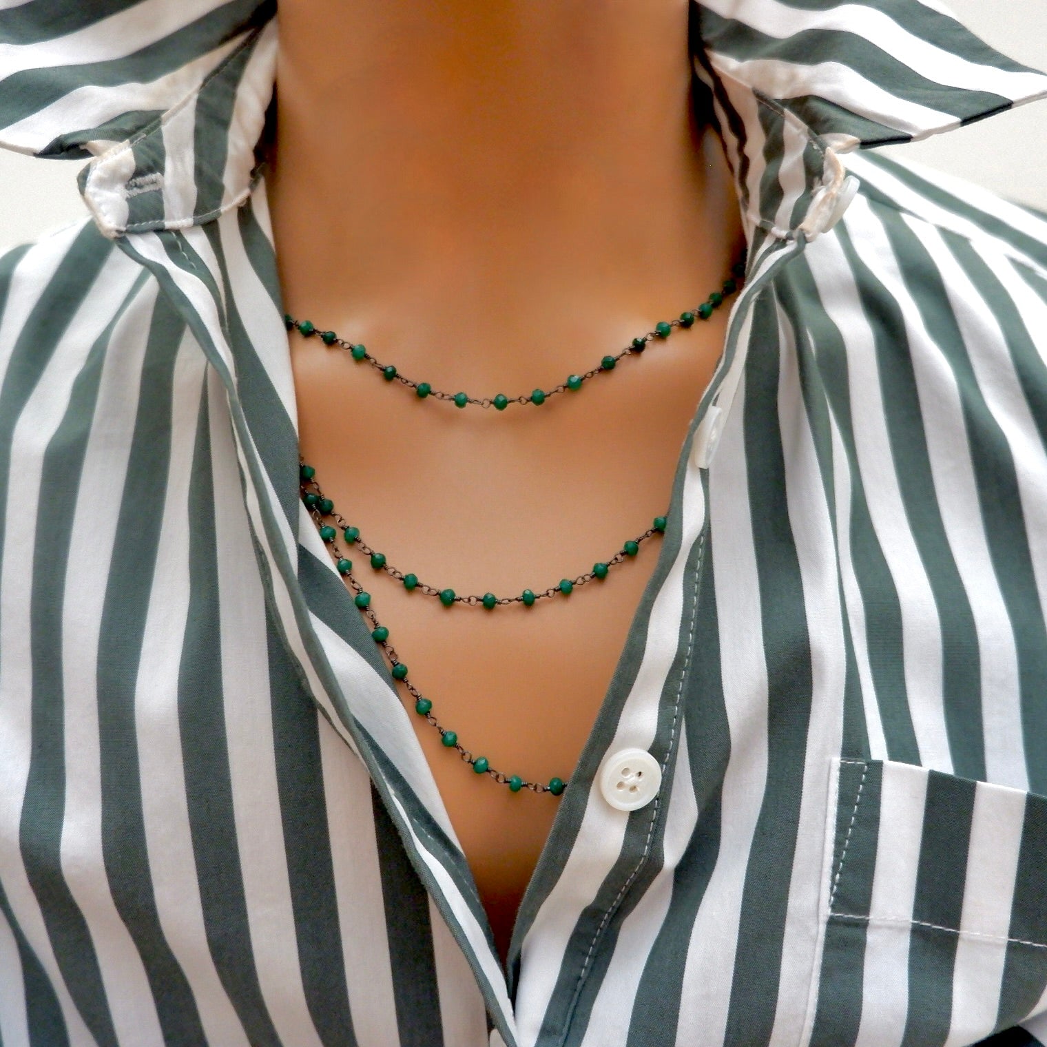 my long dainty jade chain necklace