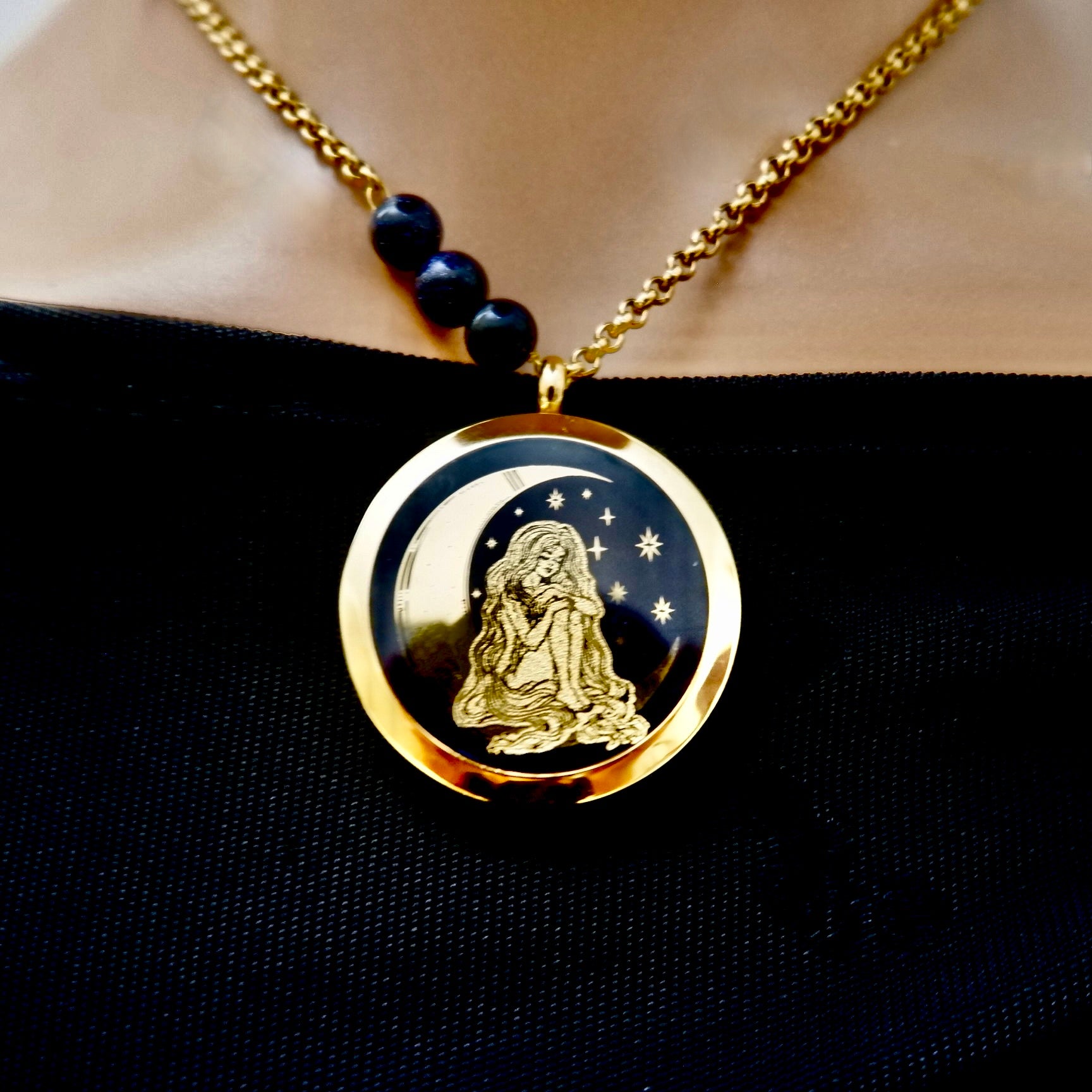 moon star goddess locket necklace