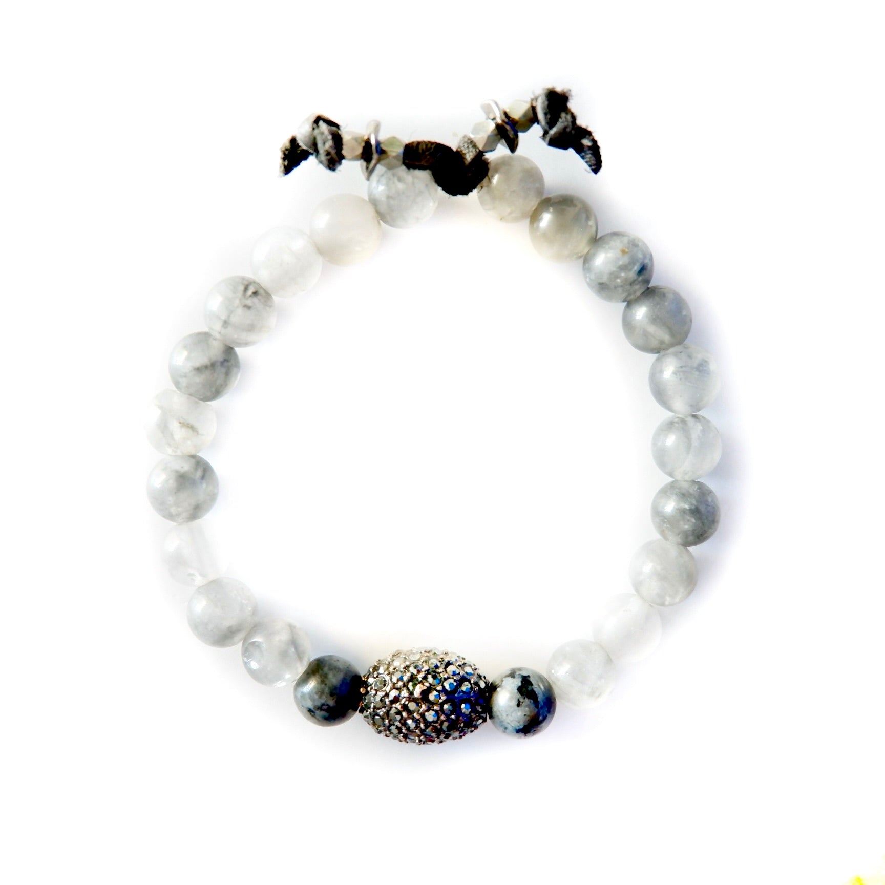 gray moonstone and oval pyrite bracelet