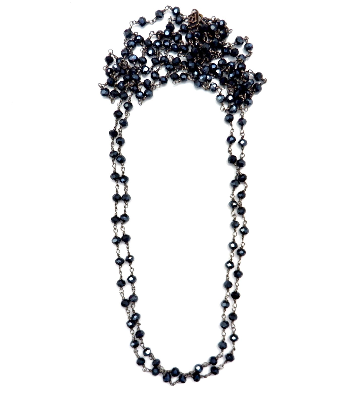 my long dainty blue pyrite necklace