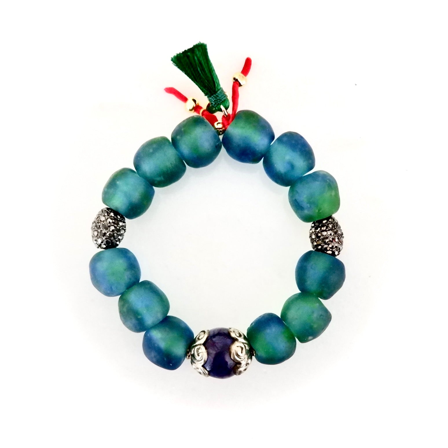 aqua glass pebbles bracelet