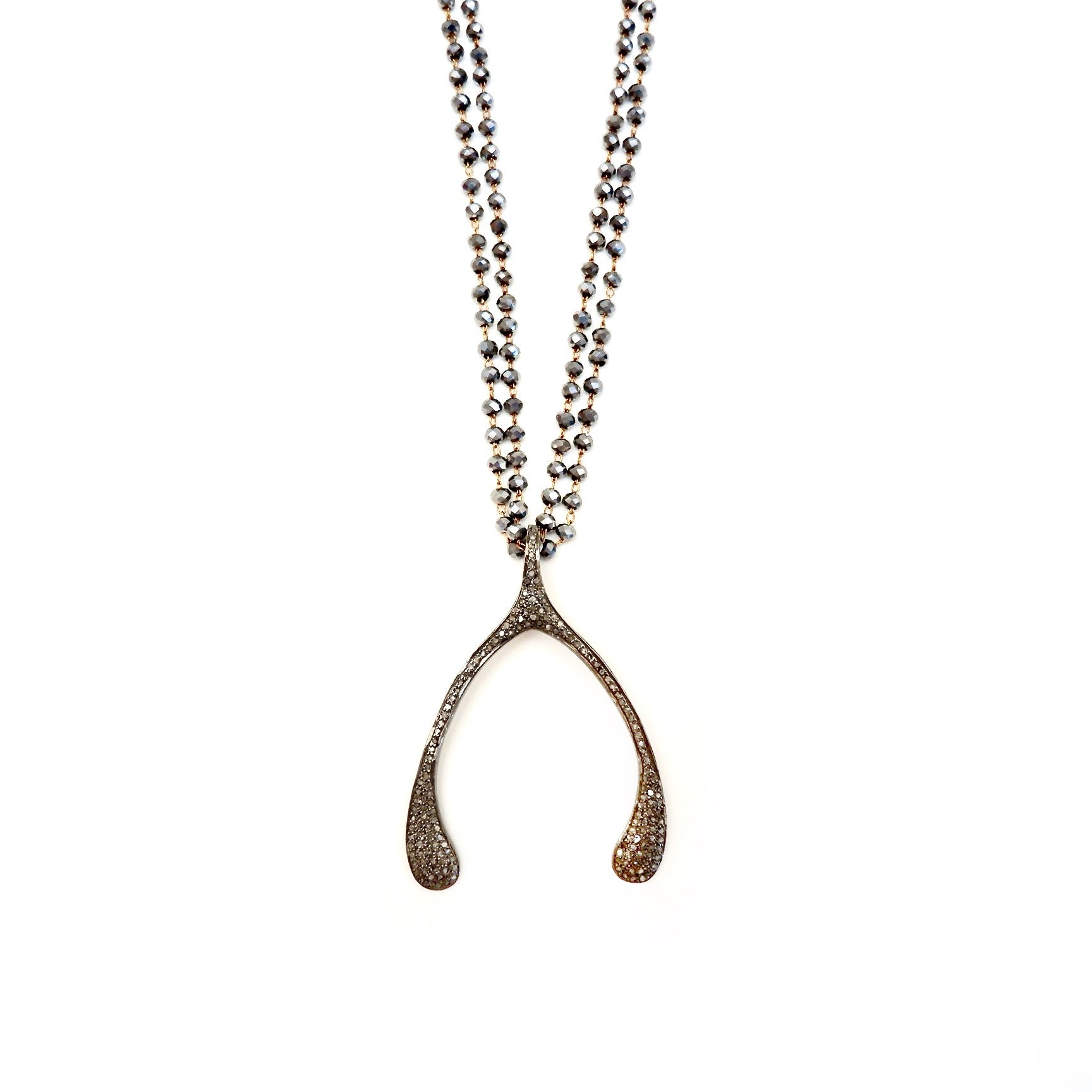 pave diamond wishbone necklace