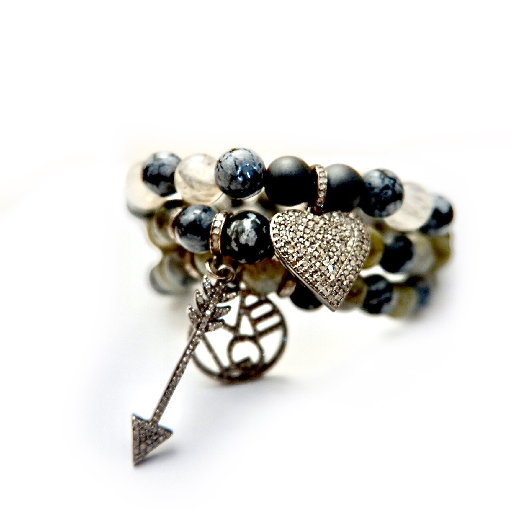 brilliant pave diamond love set bracelets