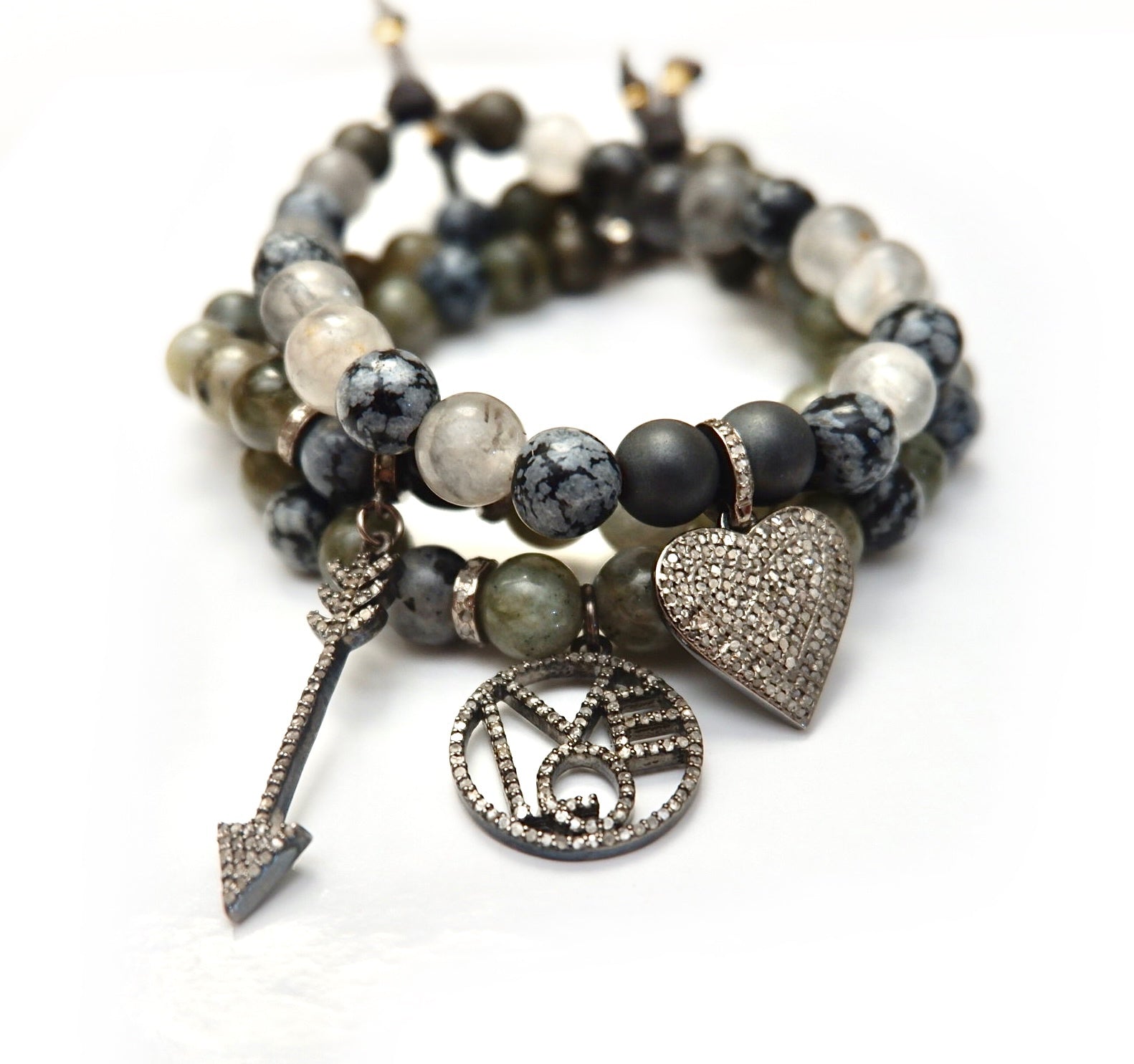 brilliant pave diamond love set bracelets