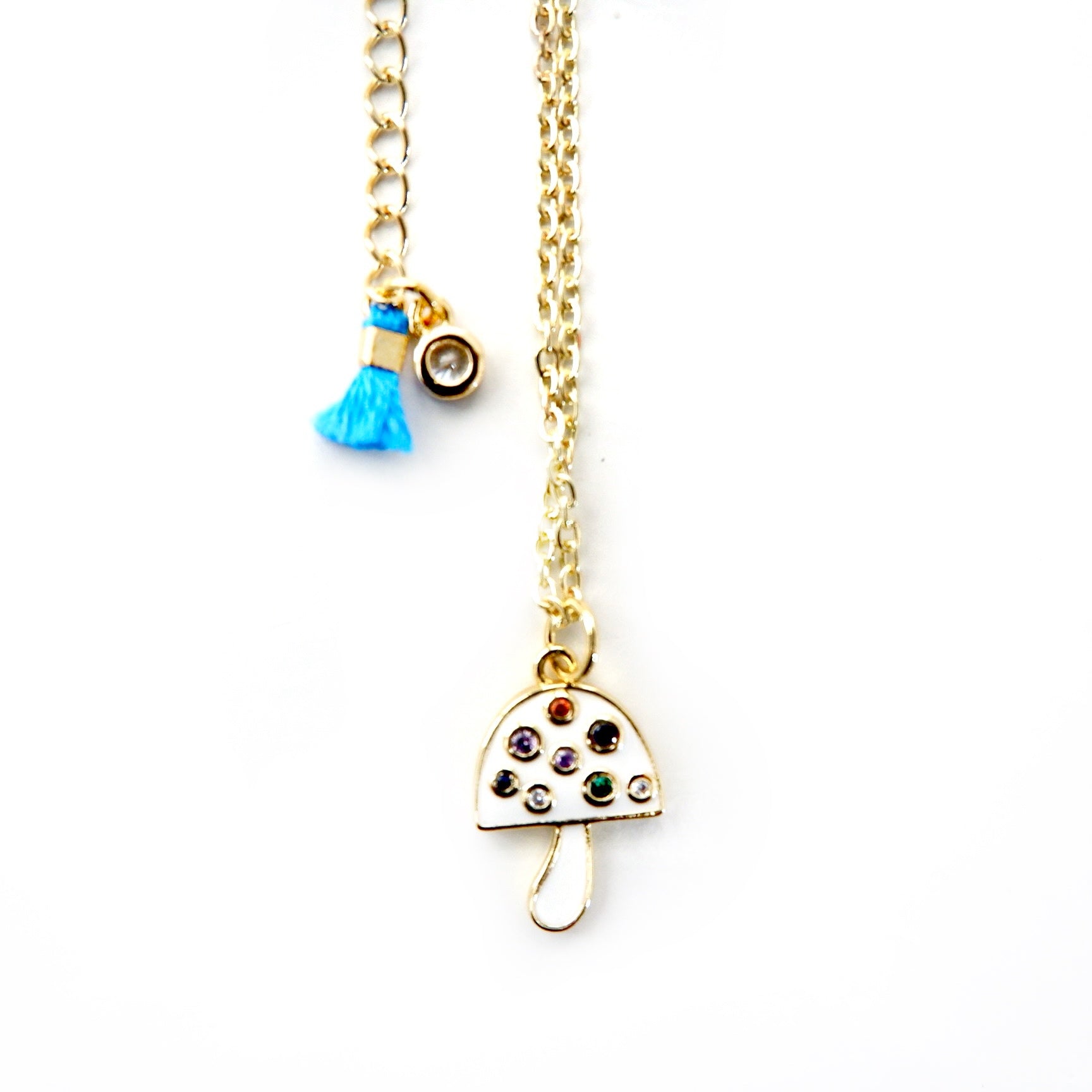 enamel gemstone mushroom necklace