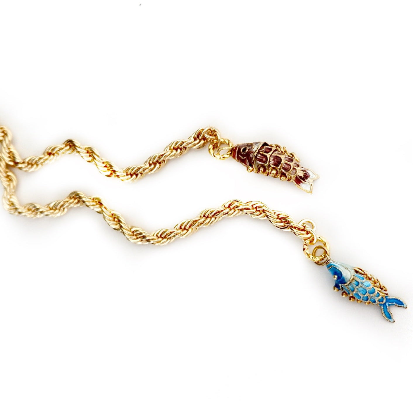 double fish knotted chain necklace