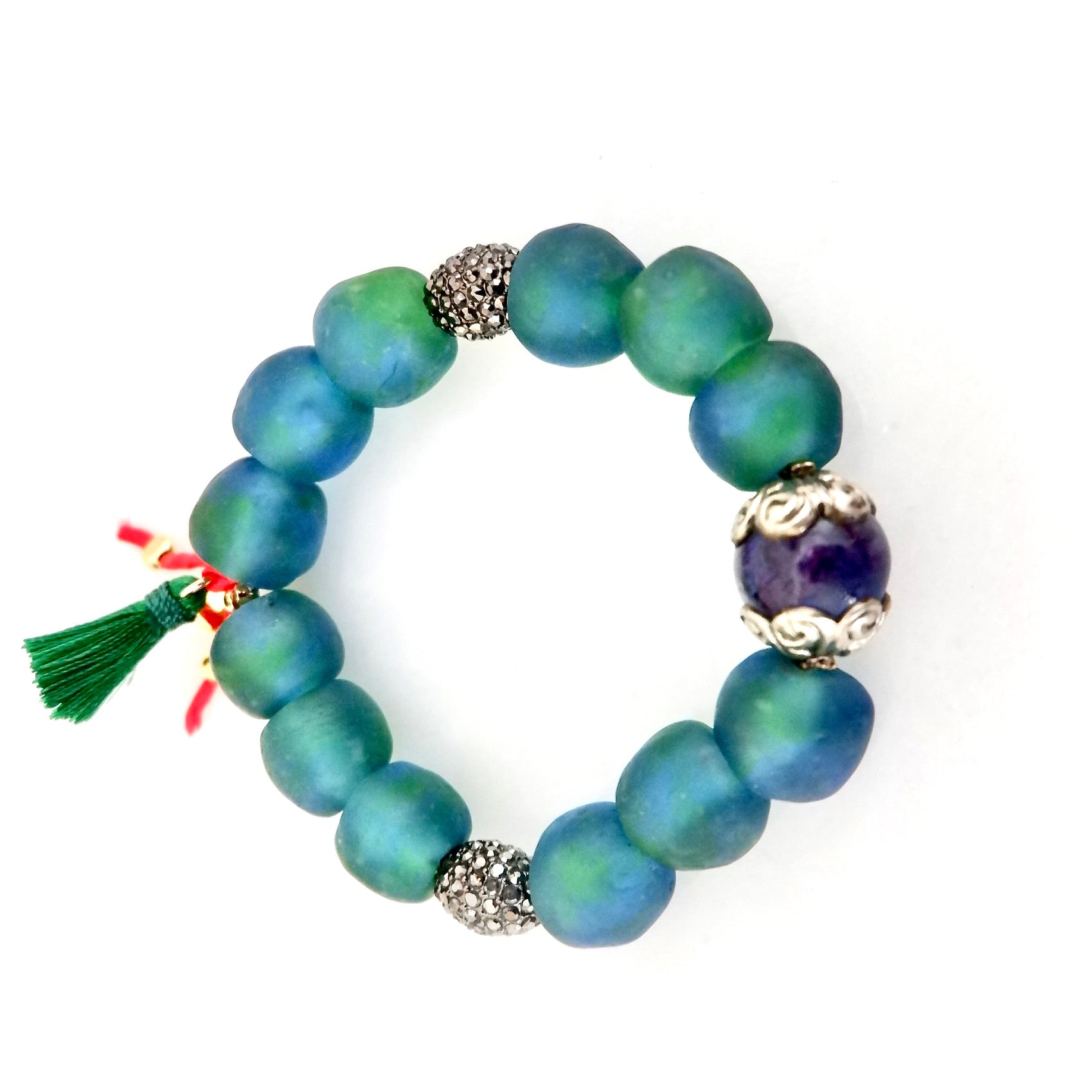 aqua glass pebbles bracelet