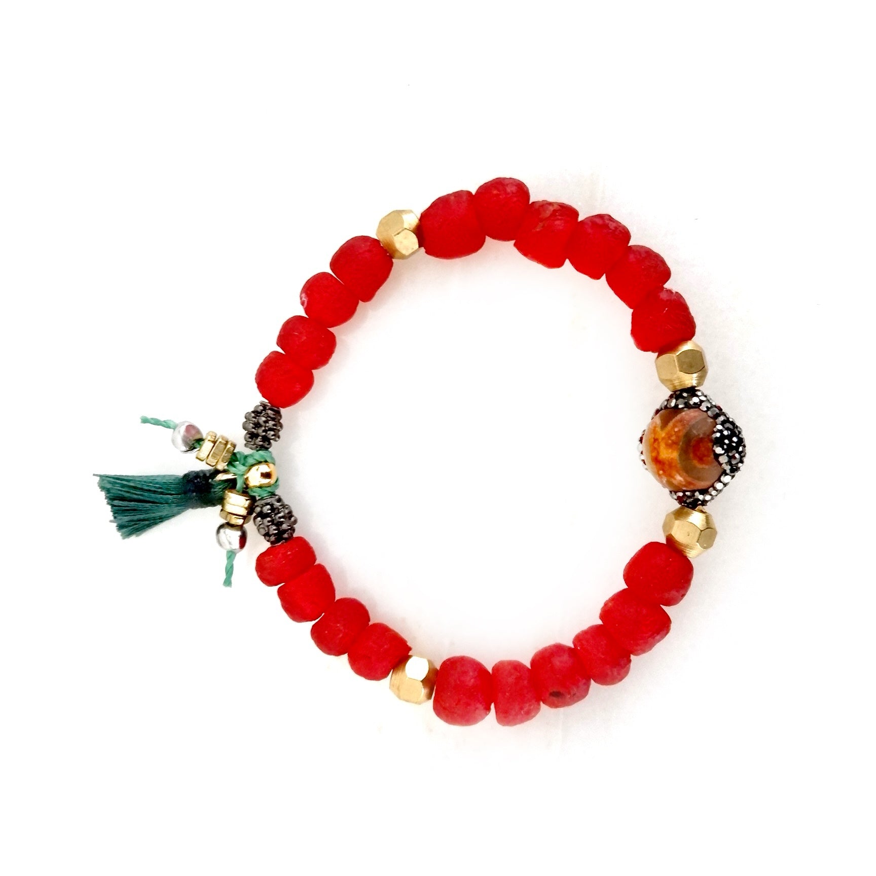my vibrant red glass bracelet