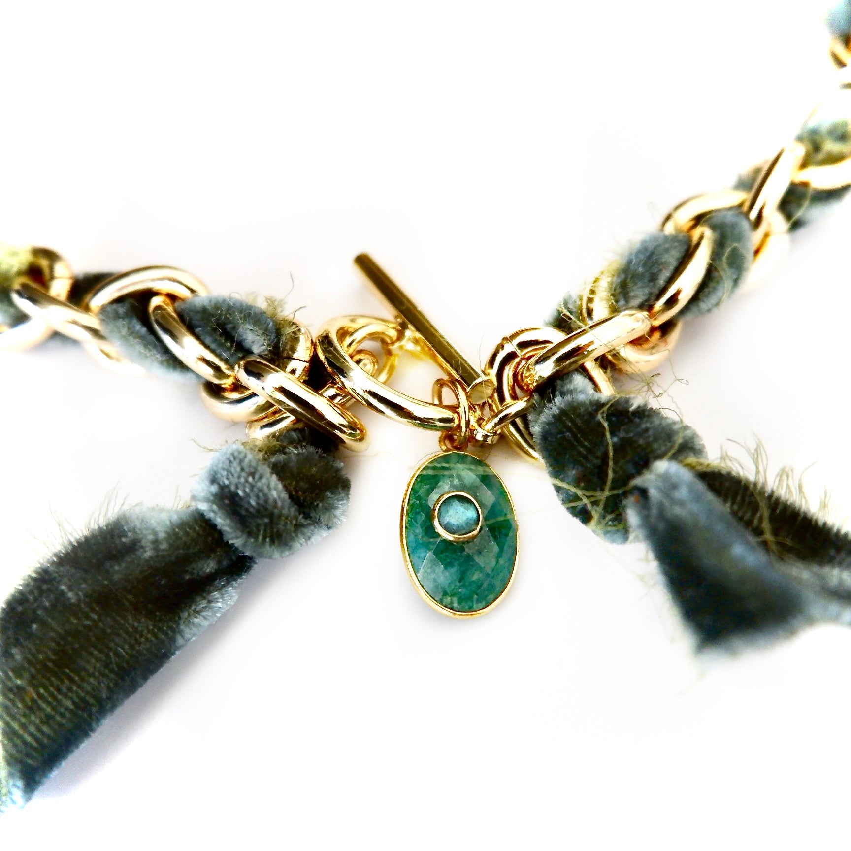 link chain and velvet ribbon necklace