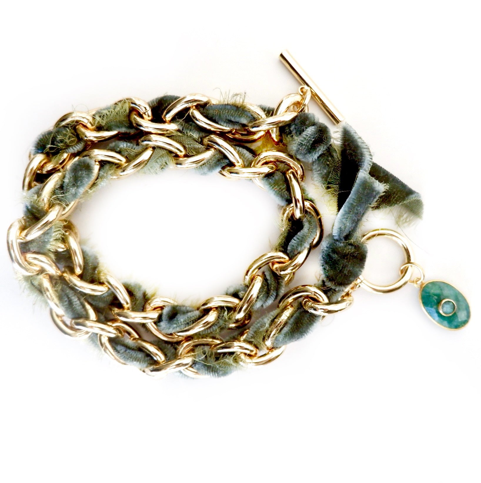 link chain and velvet ribbon necklace