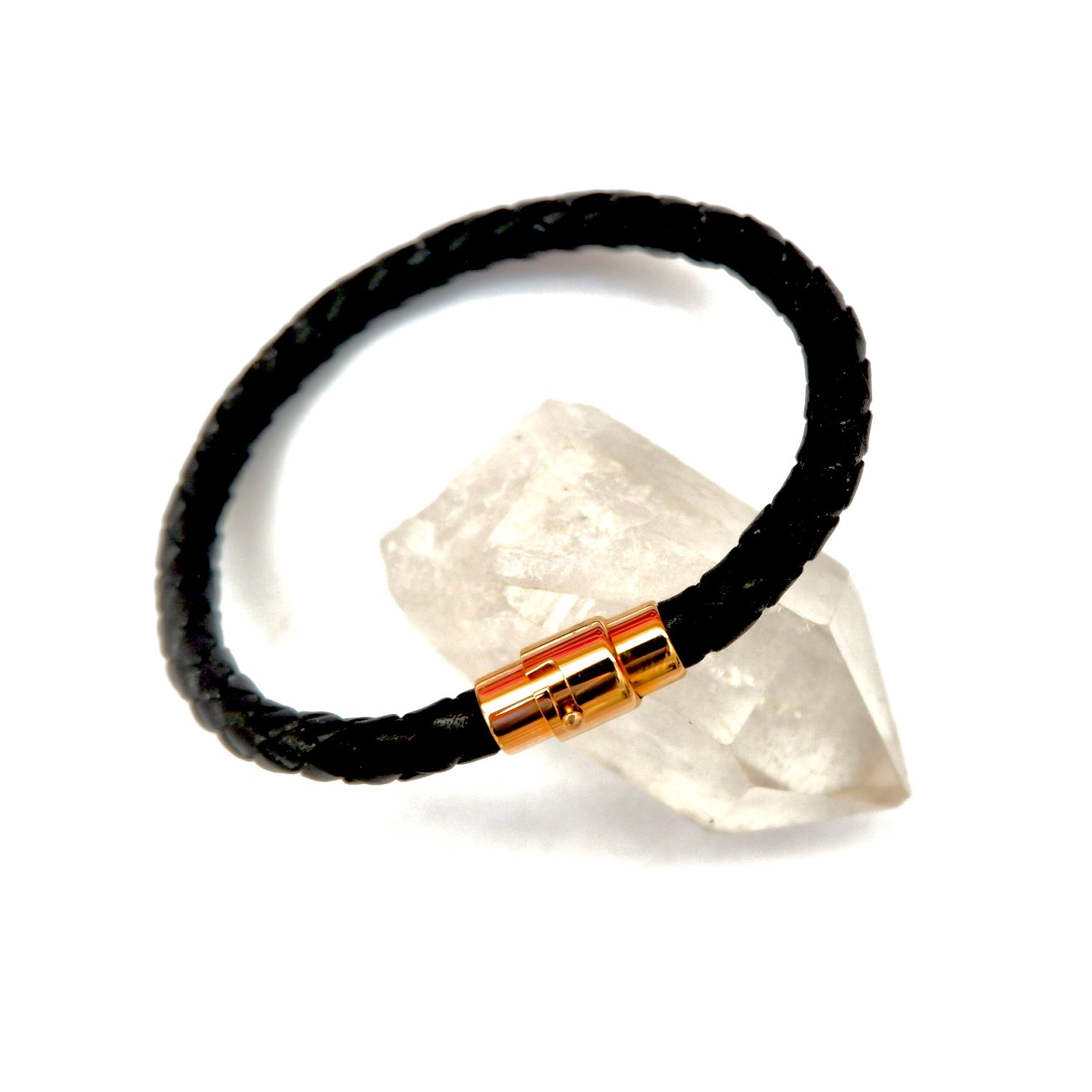 woven black rose mens bracelet