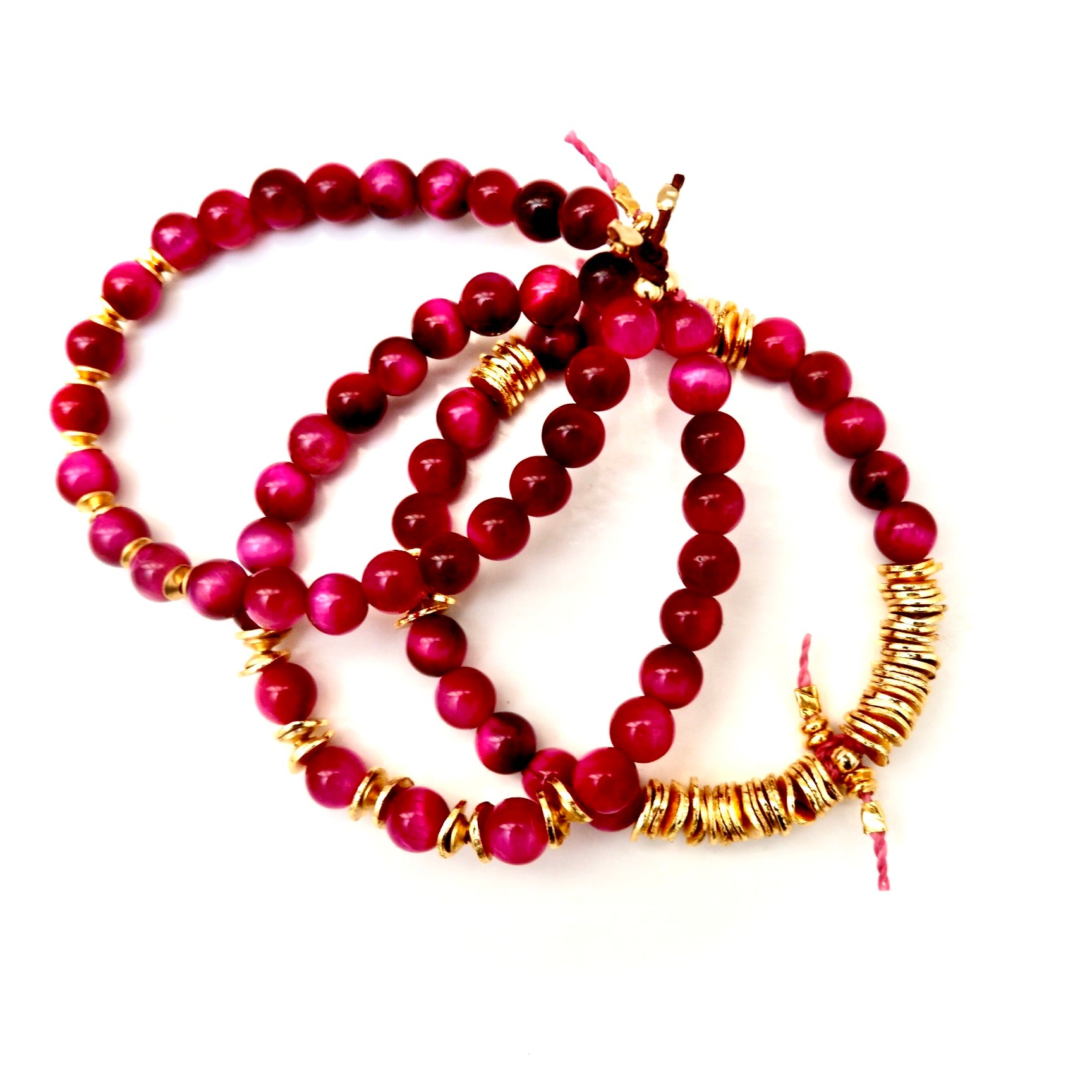 my fuchsia pink trio set bracelet