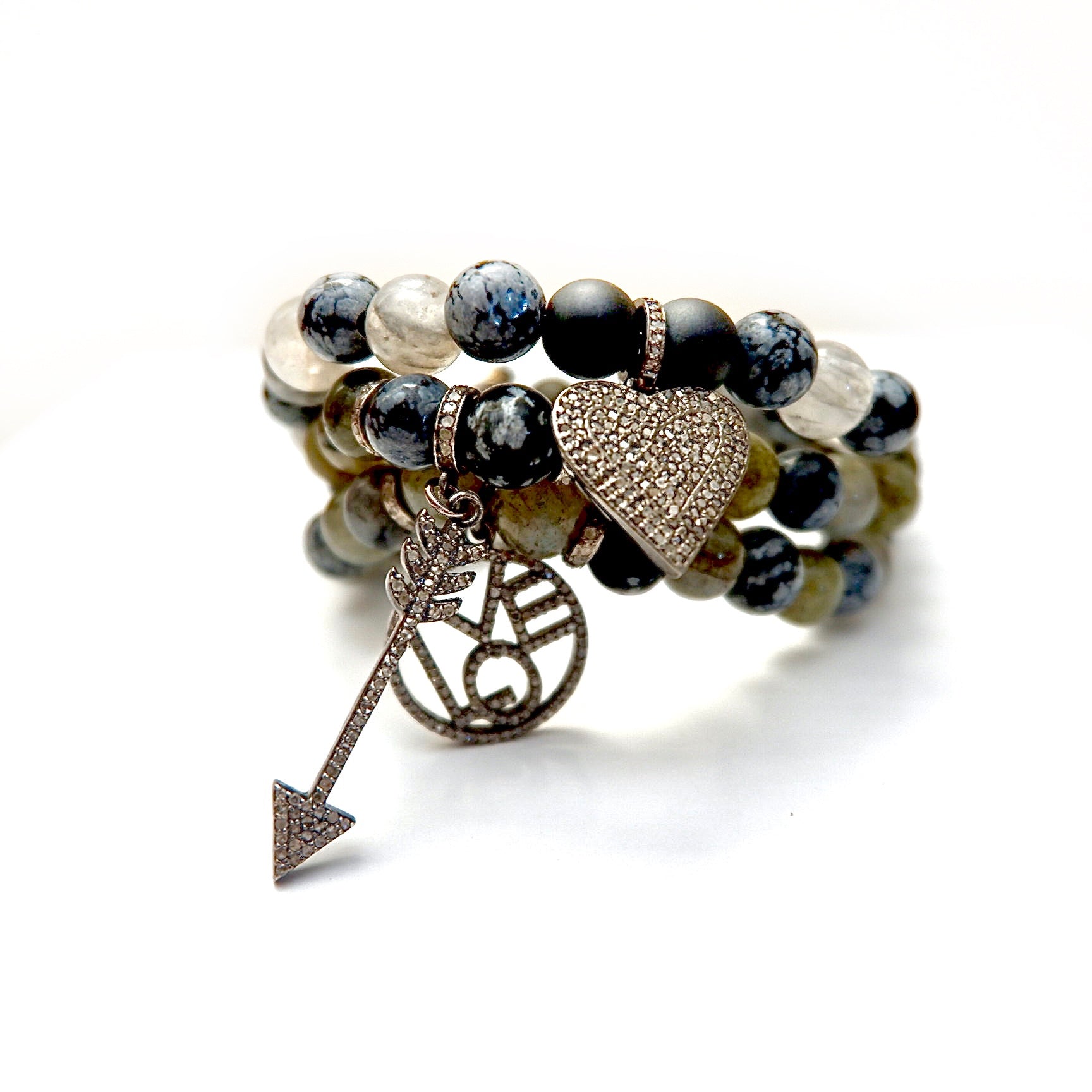 brilliant pave diamond love set bracelets