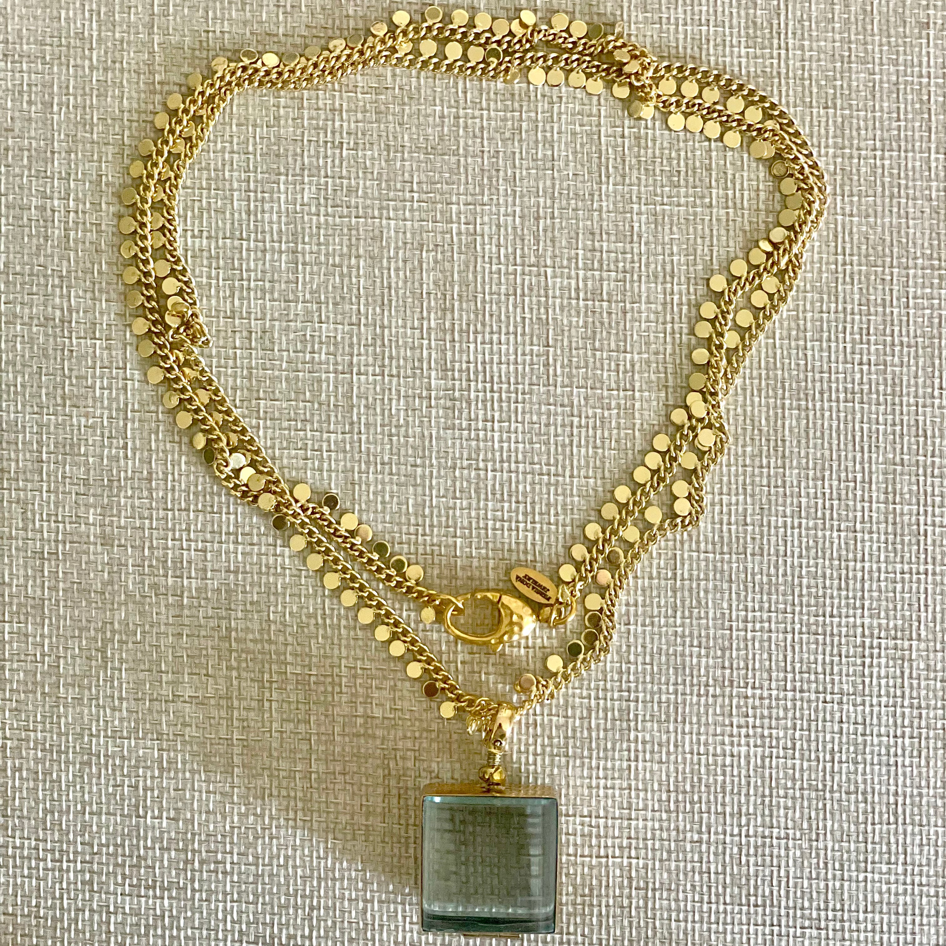 vintage square locket necklace
