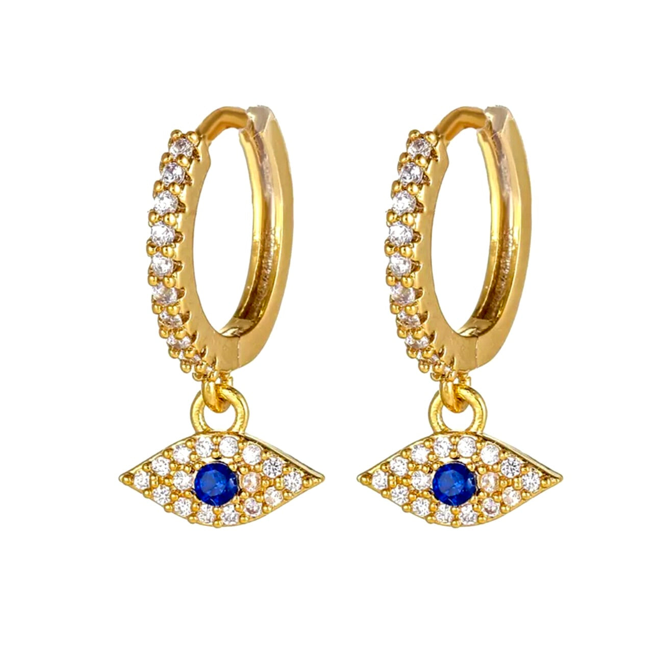 my dangling evil eye mini hoops