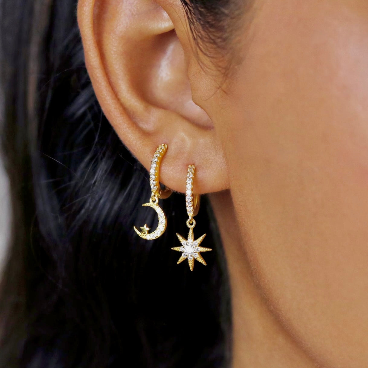 star moon earrings