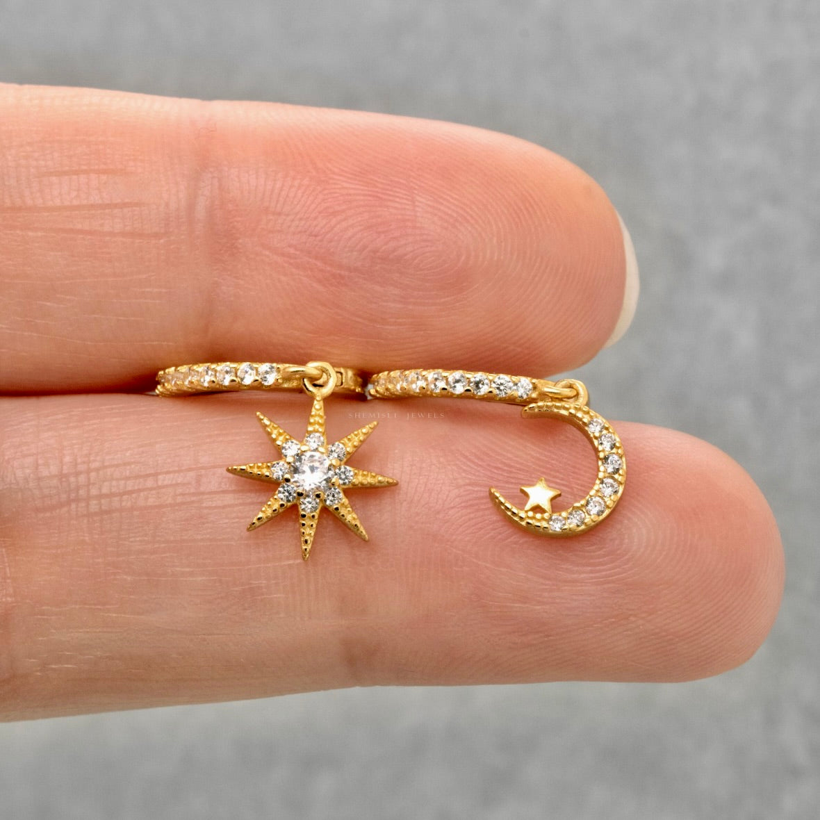 star moon earrings