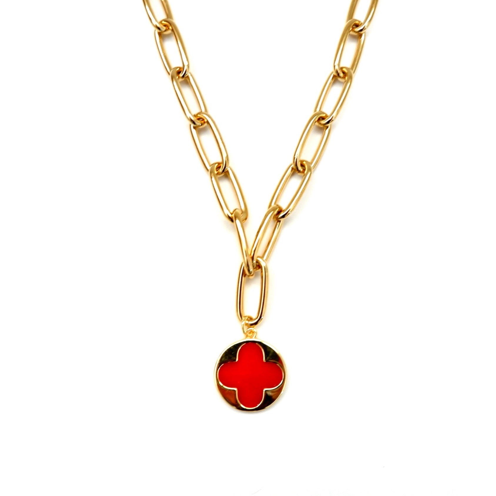 my stylish carnelian clover necklace