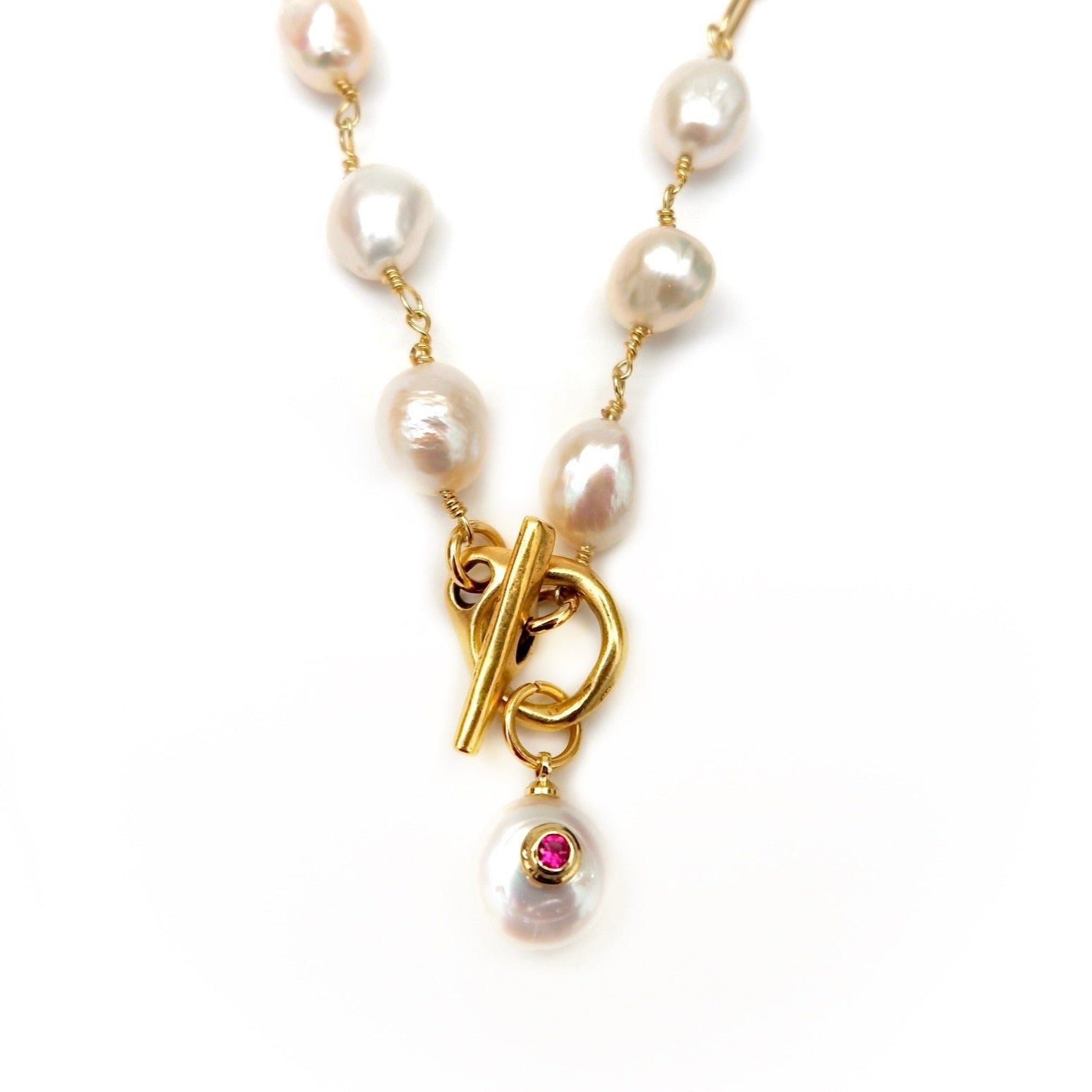 ruby dot pearl necklace