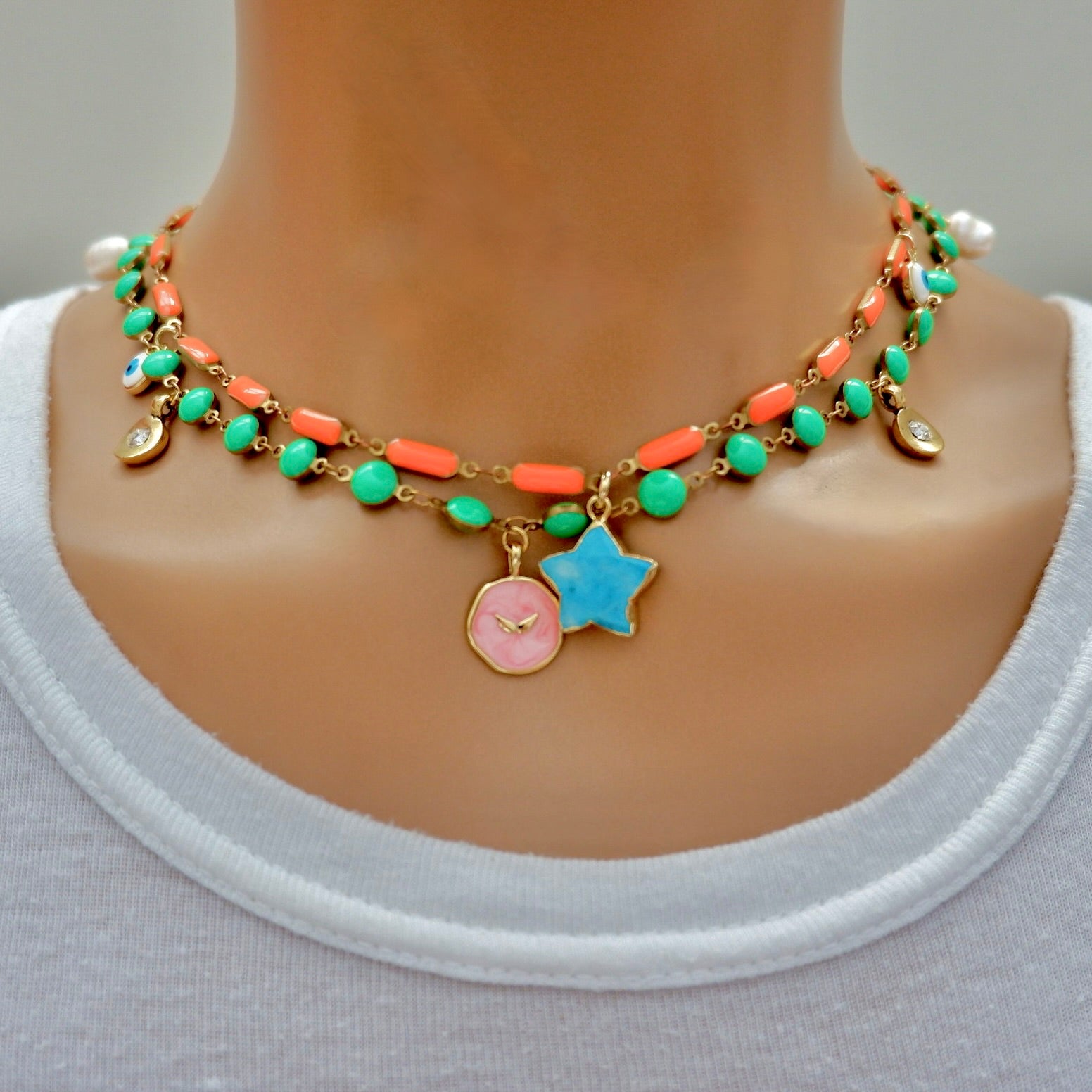 my vintage green happy necklace