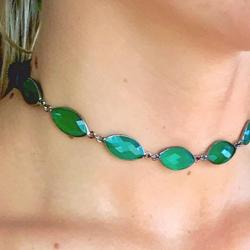 green agate choker necklace