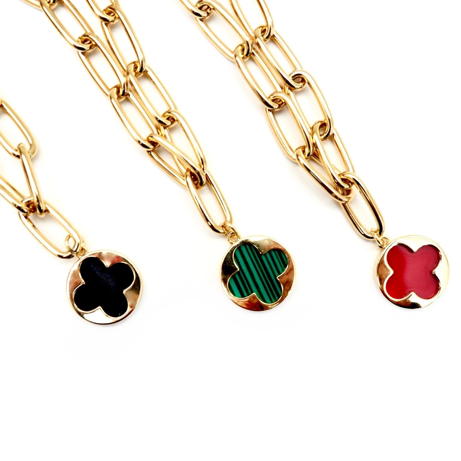 my stylish carnelian clover necklace