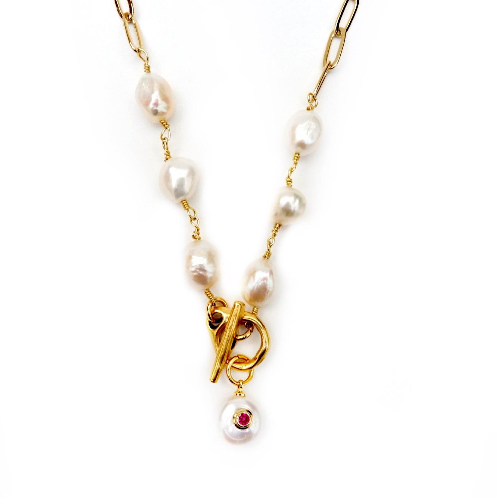 ruby dot pearl necklace