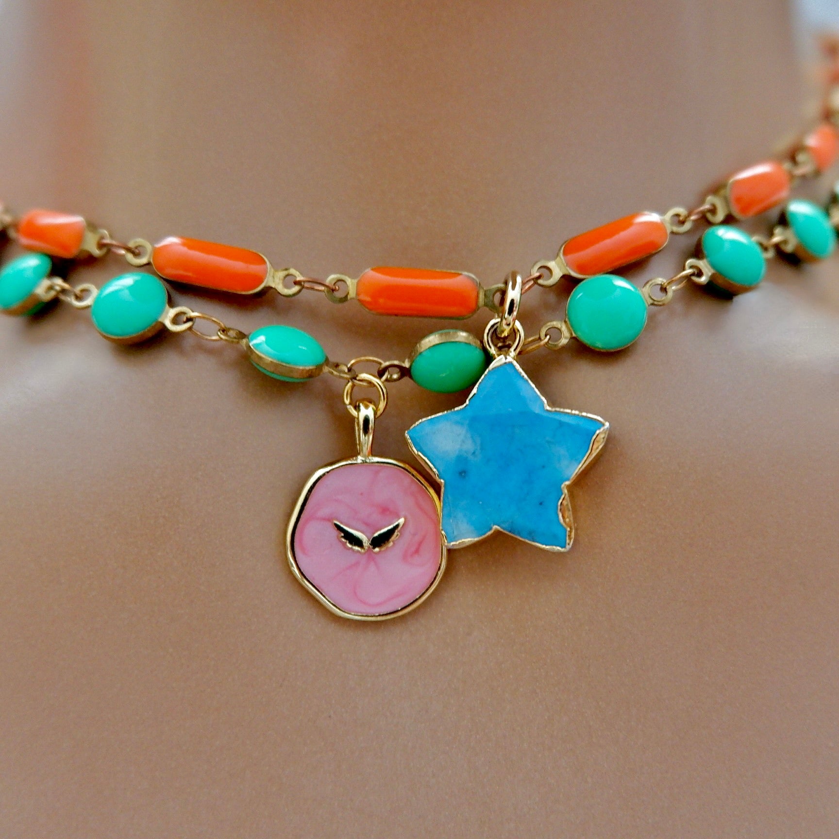 my vintage green happy necklace