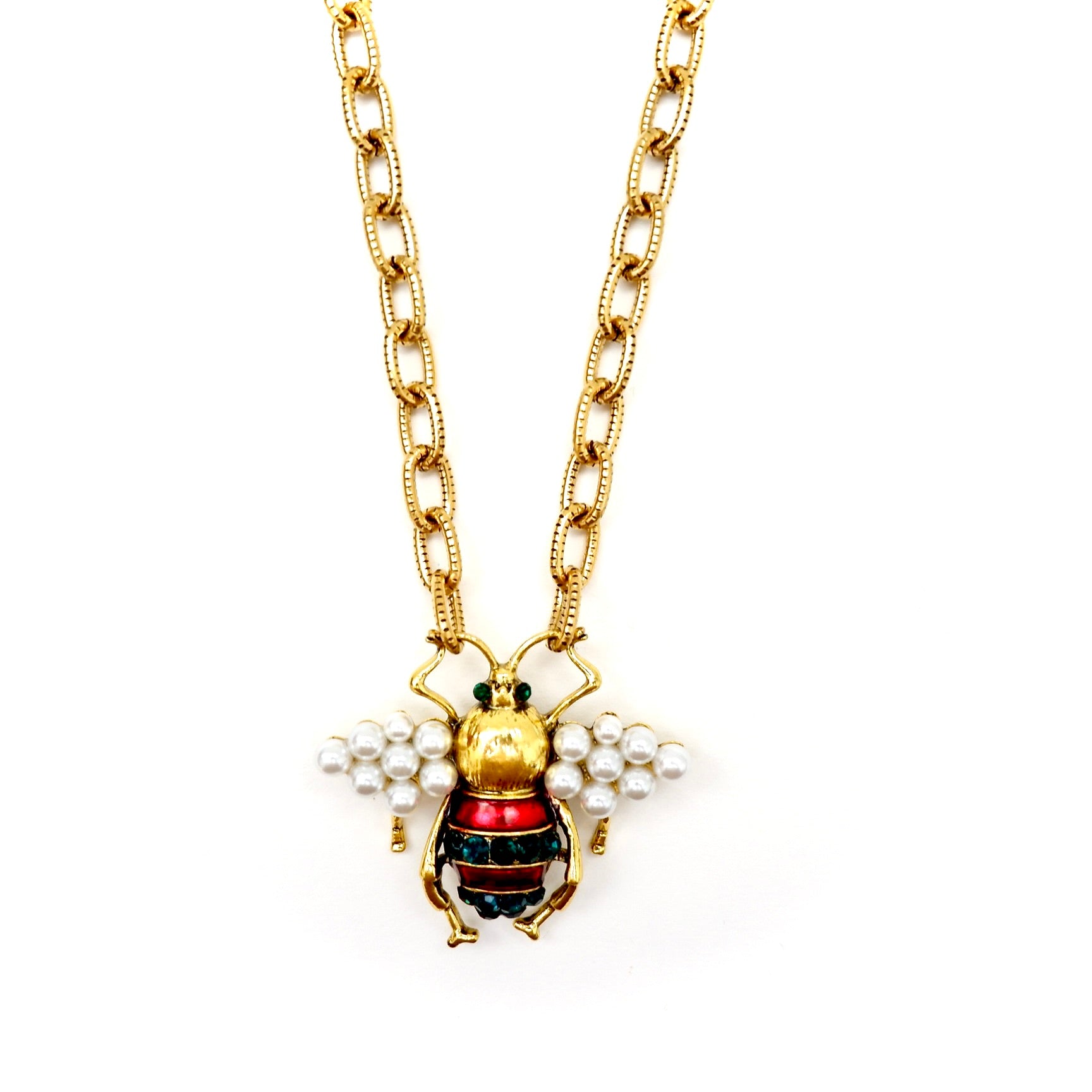 bumble bee and links chain necklace