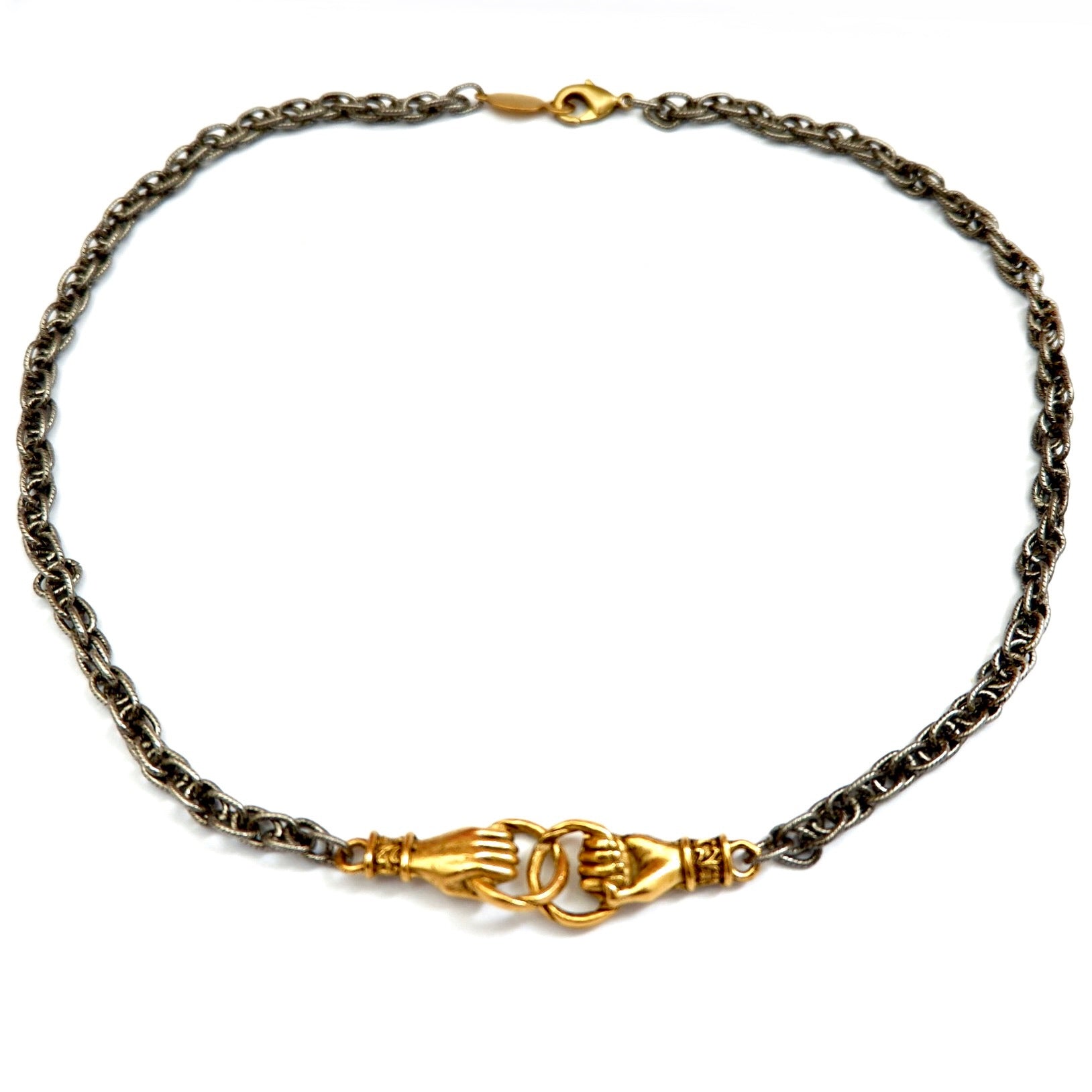 my hand in hand silver choker necklace