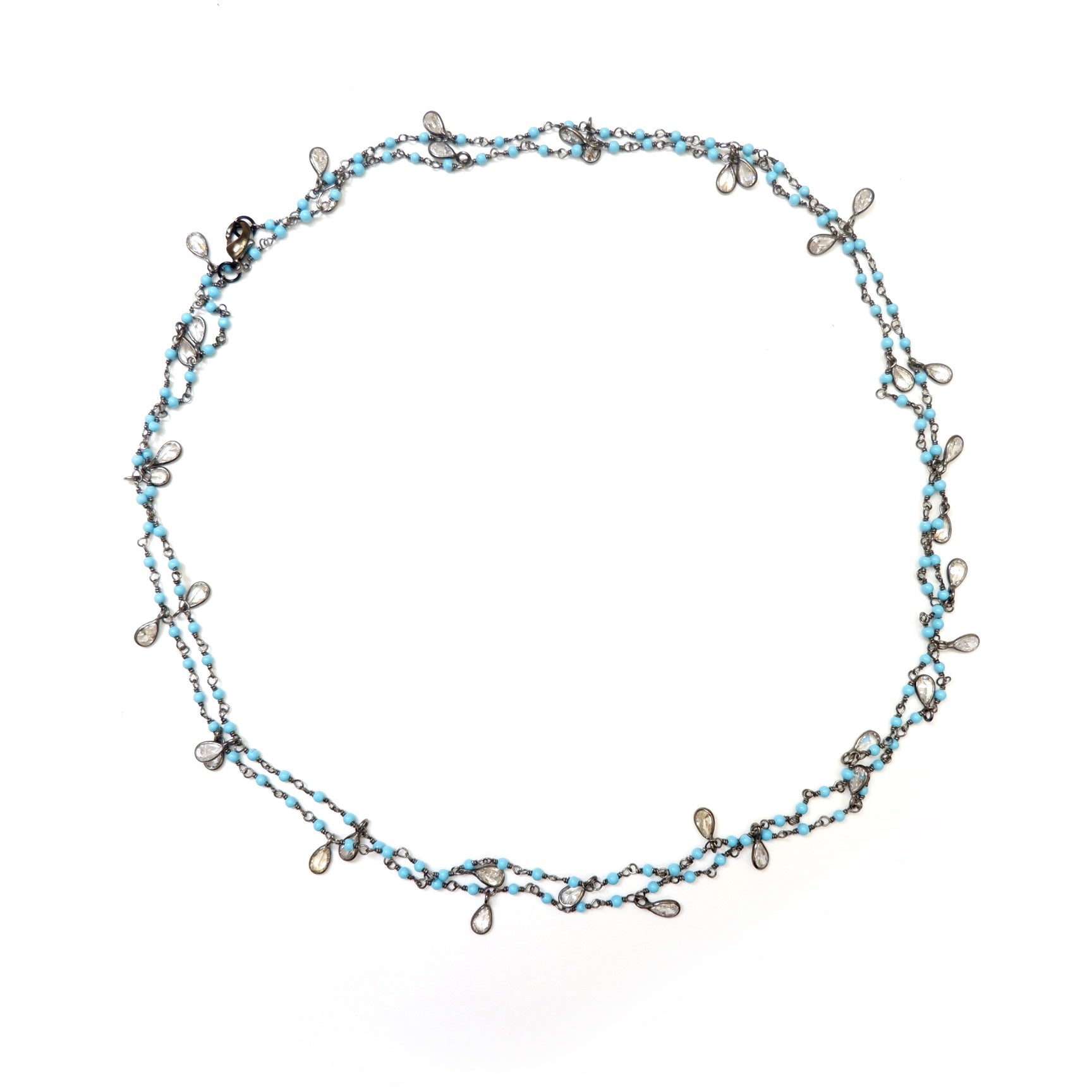 dangling drops turquoise chain necklace