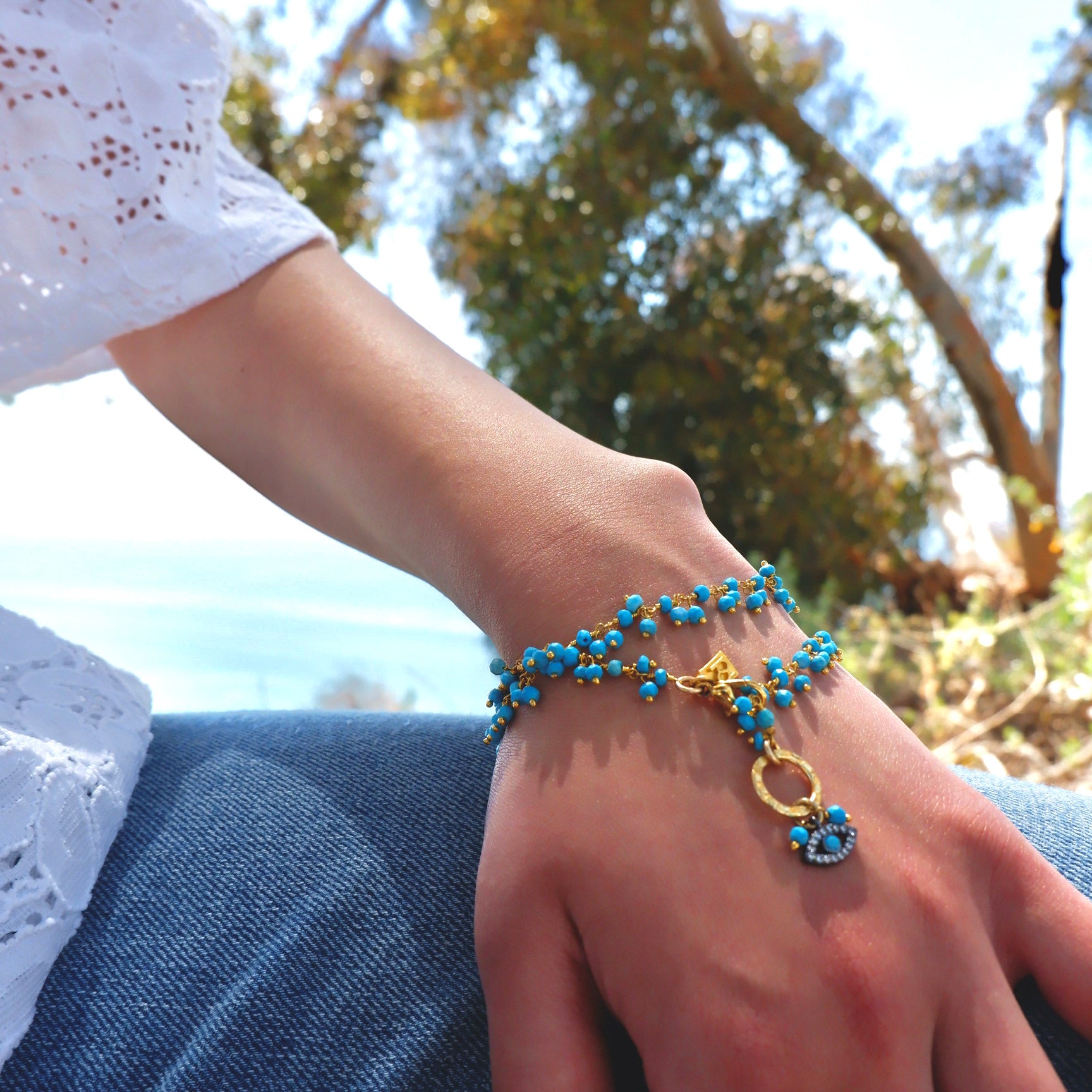 turquoise cluster choker necklace