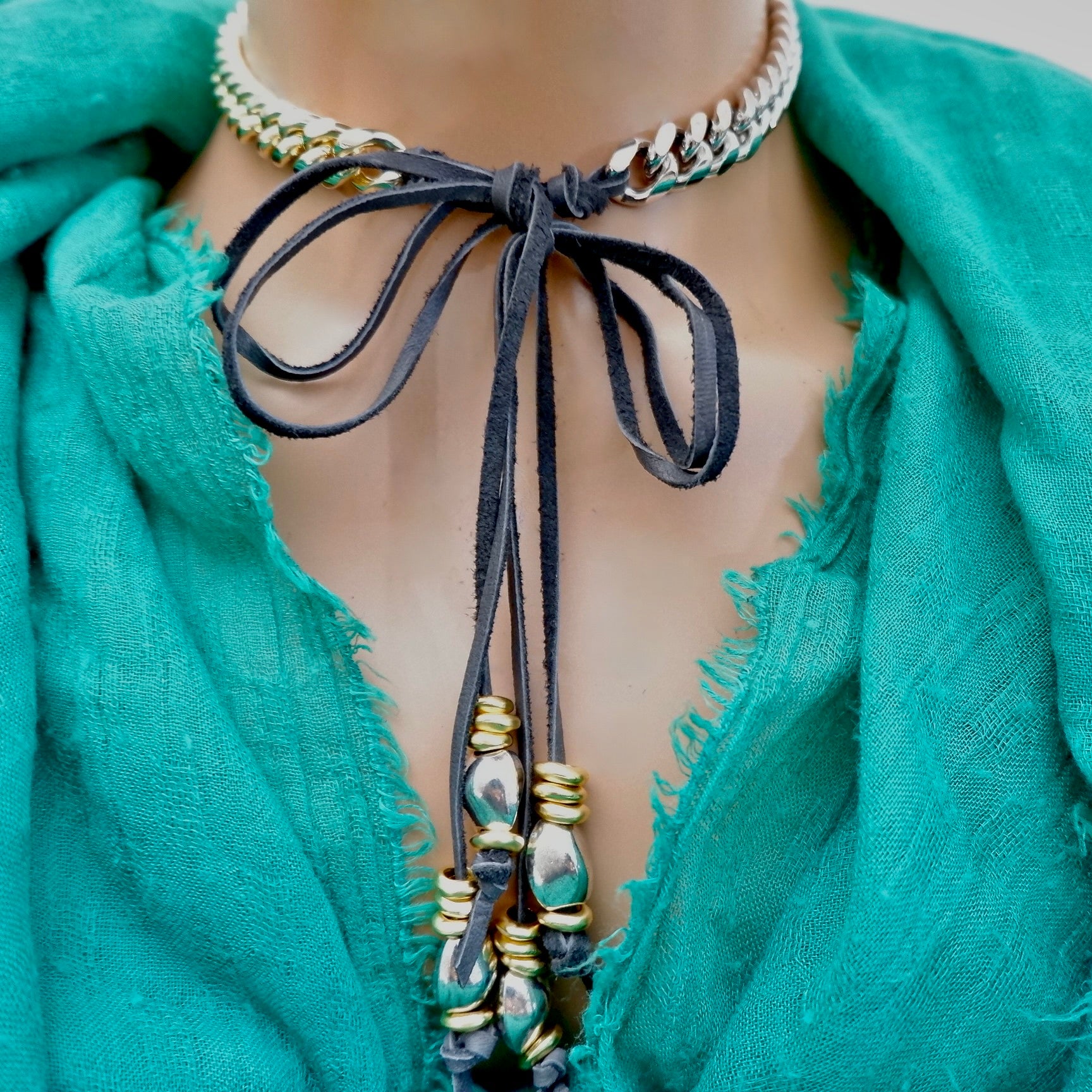 two tone cuban choker