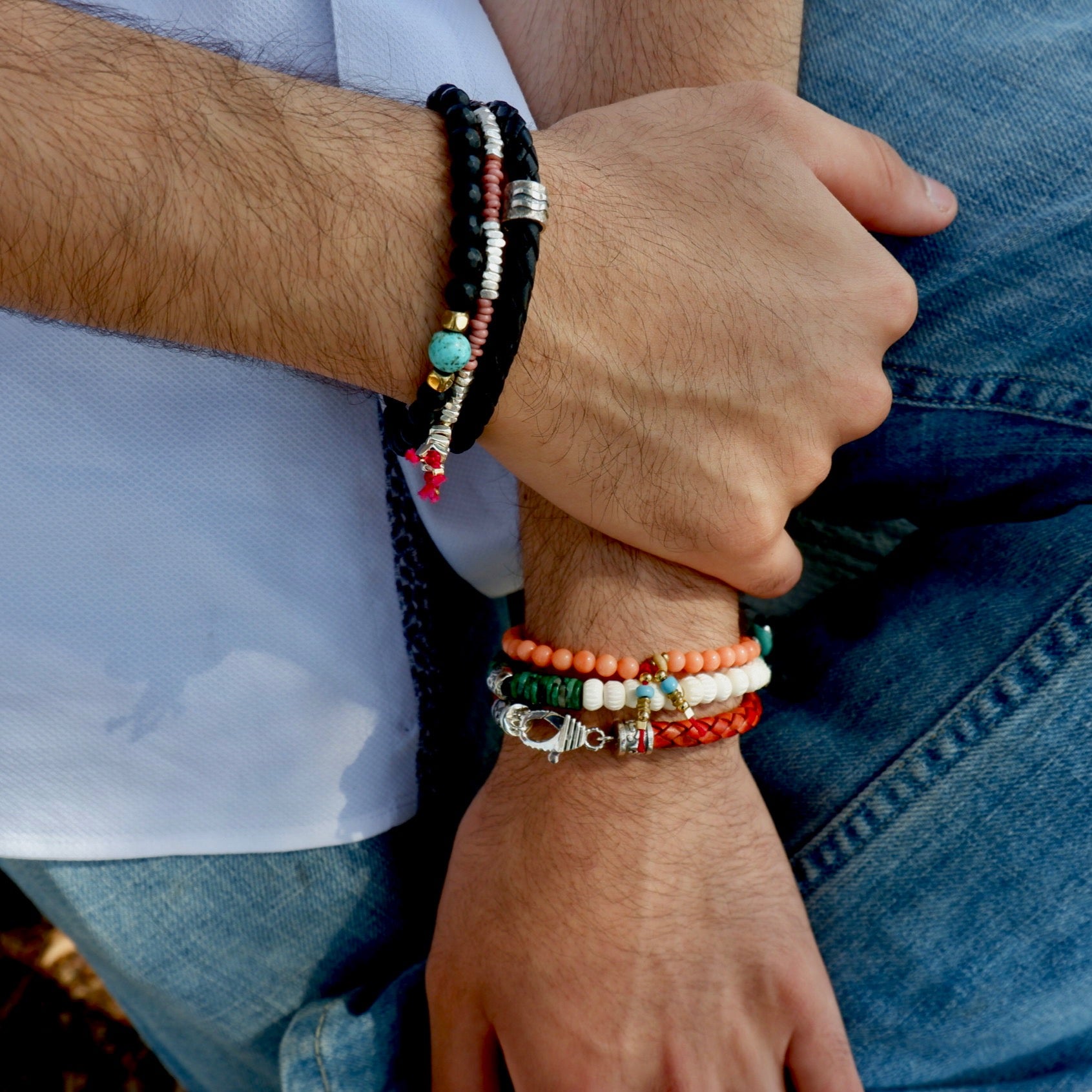 woven black mens bracelet
