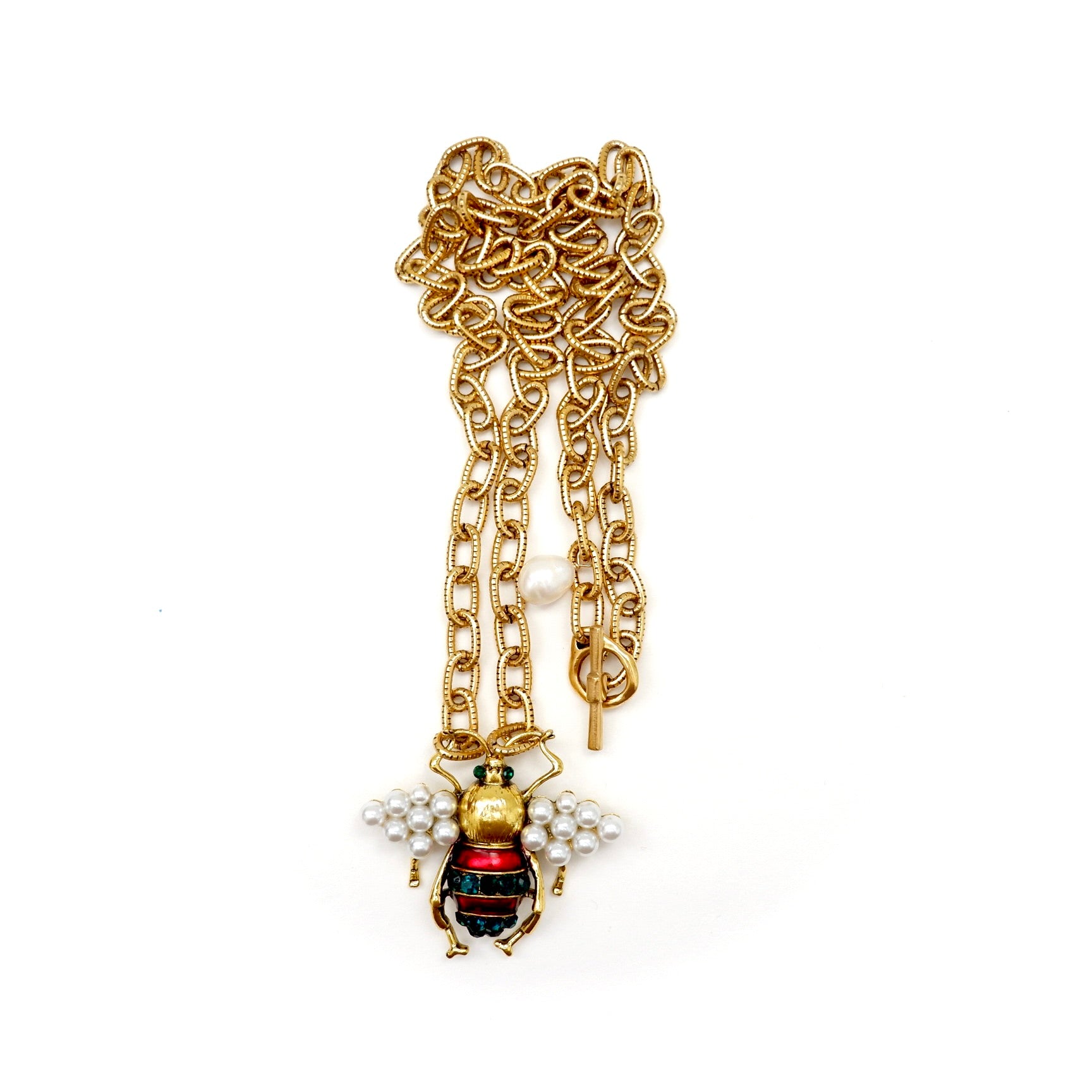 bumble bee and links chain necklace
