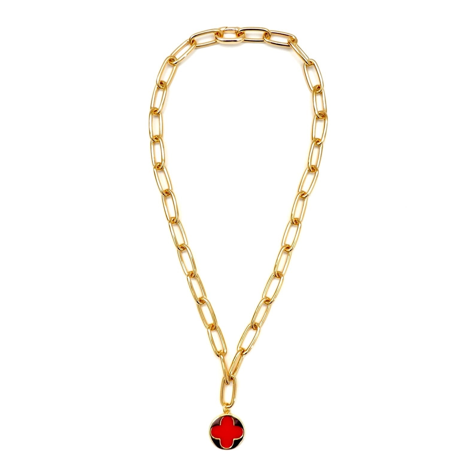 my stylish carnelian clover necklace