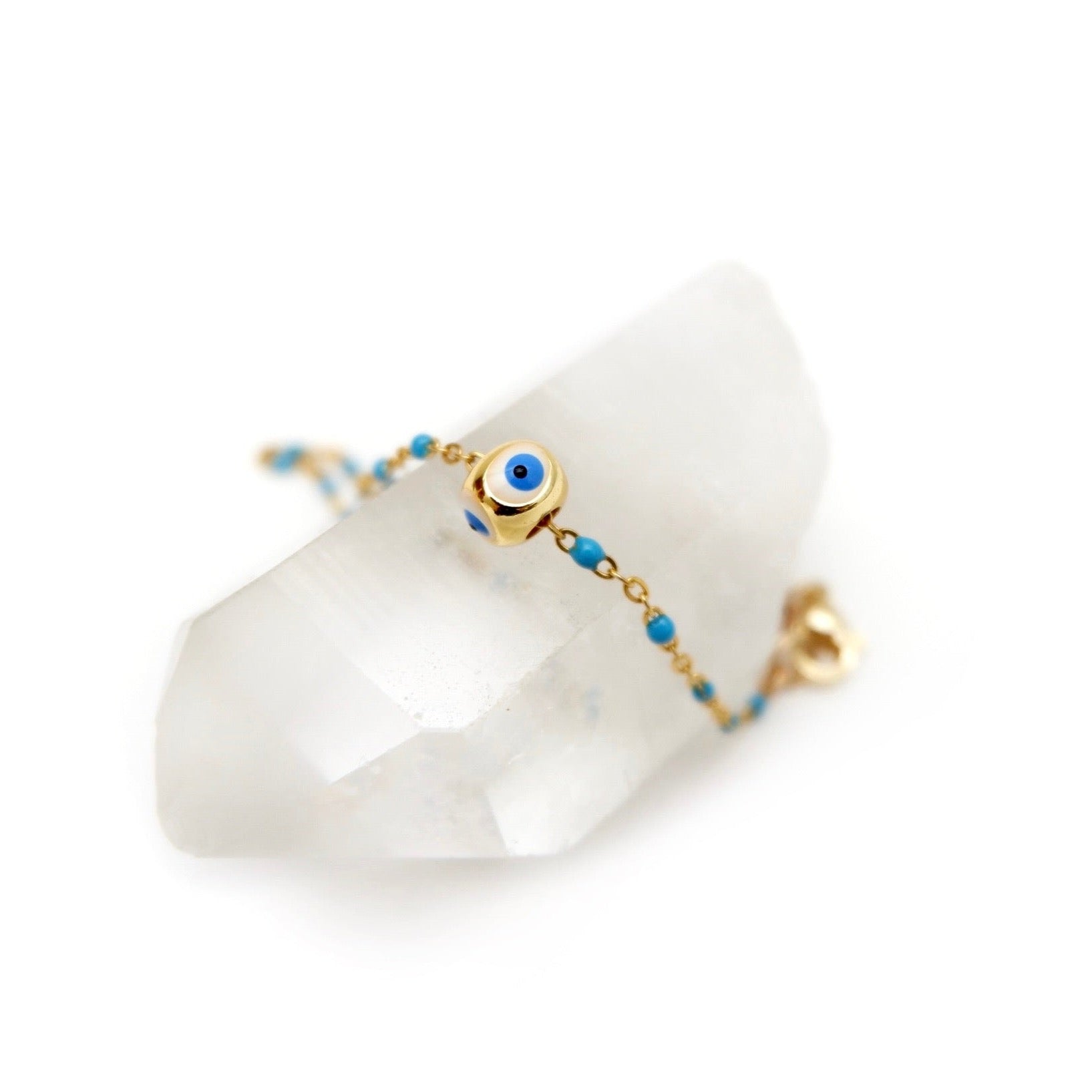 dainty floating evil eye bracelet