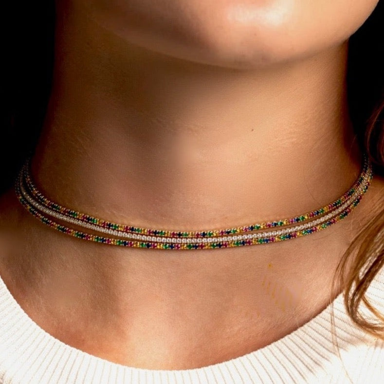 my dainty rainbow crystal choker
