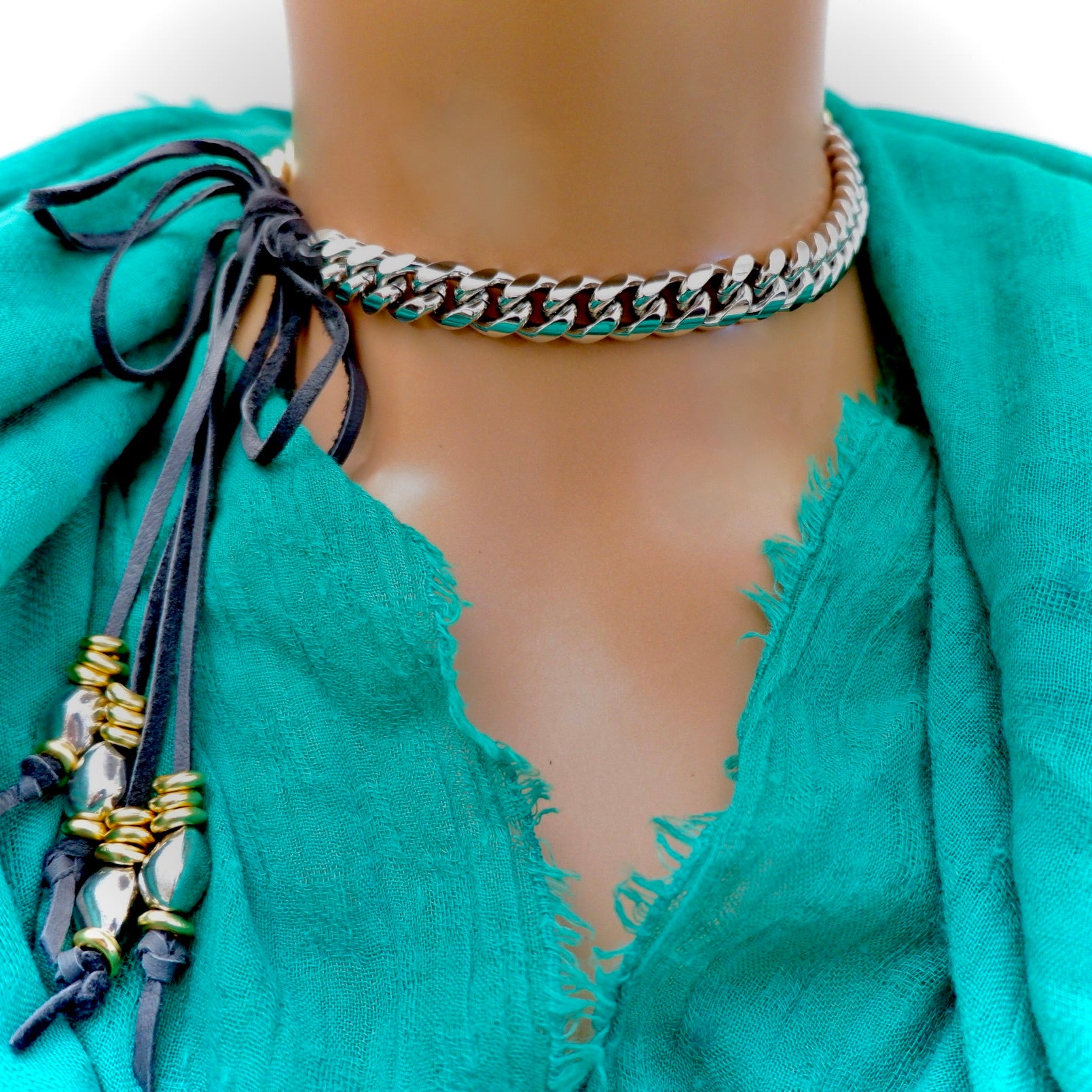 two tone cuban choker