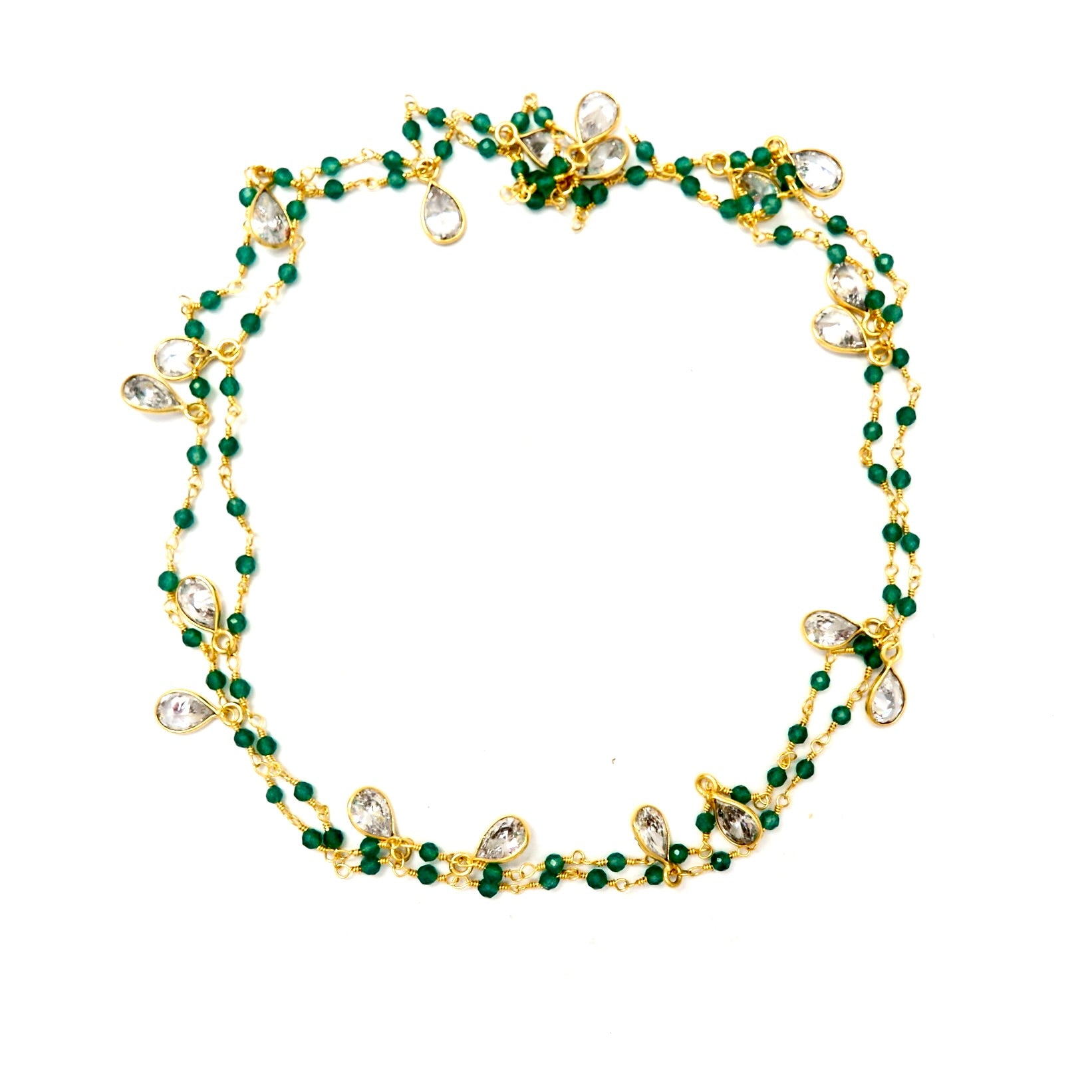 dangling drops jade chain necklace