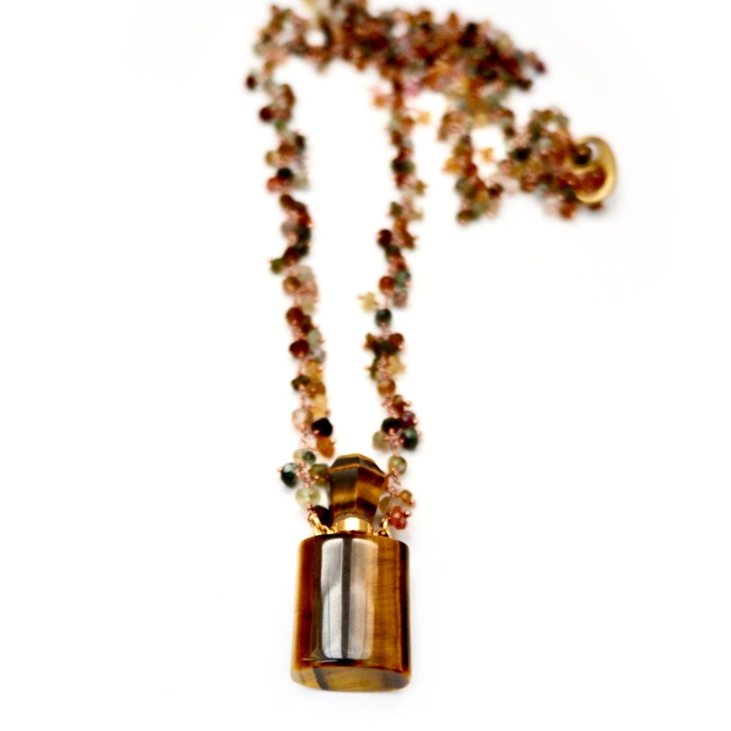 tigers eye perfume bottle necklace