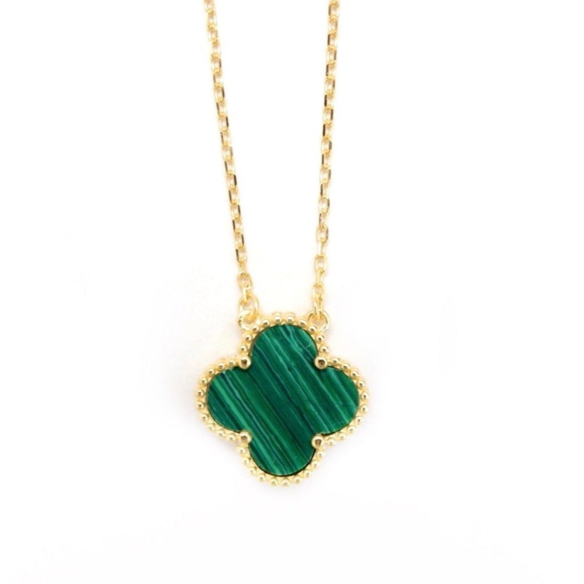 Malachite Clover Necklace Set w/ Gold Tassels – Andaaz Jewelers