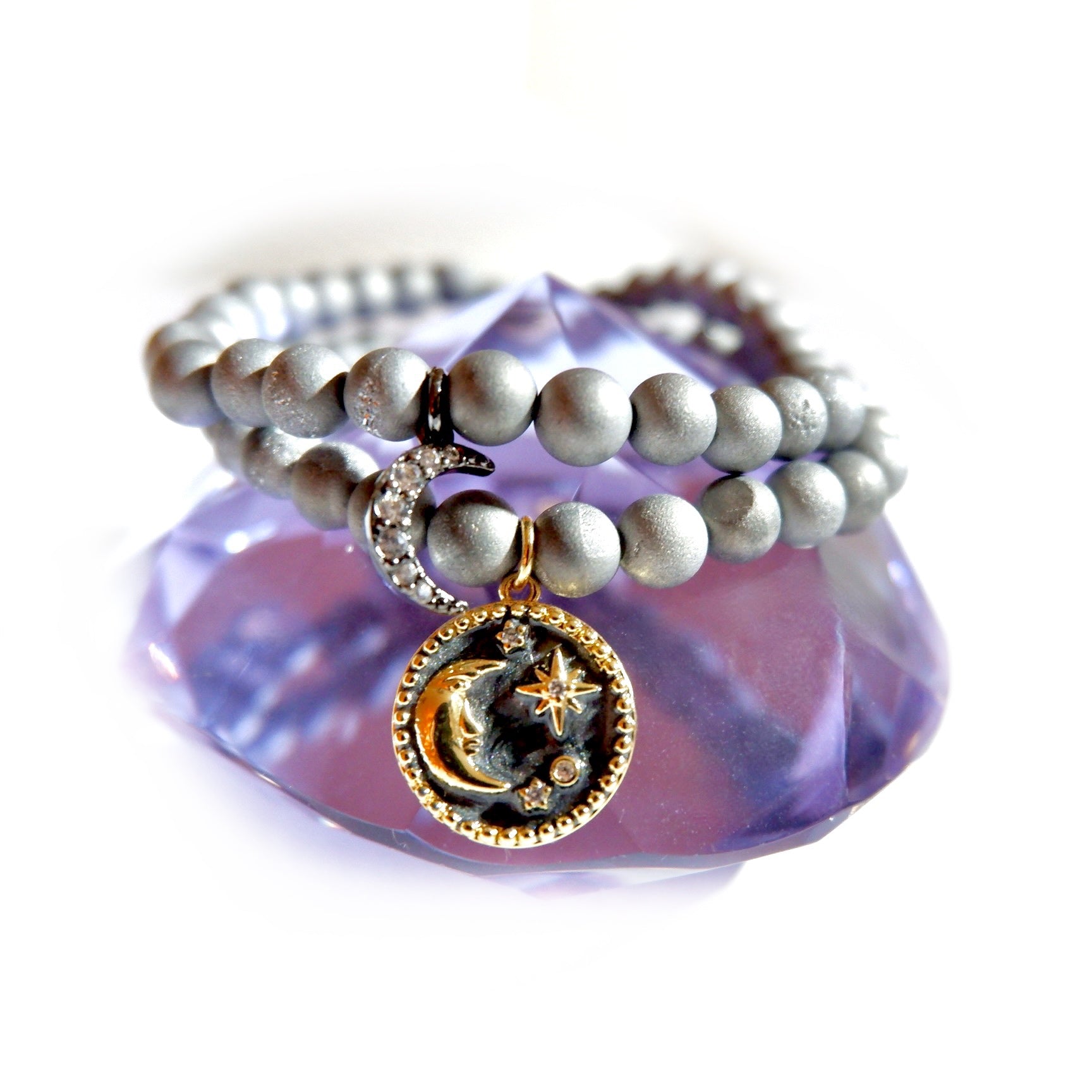 gray druzy twin set bracelet