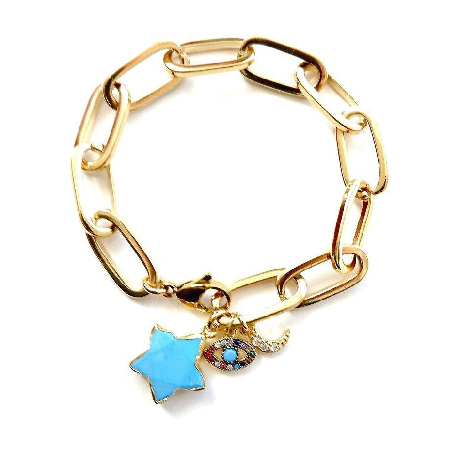 blue star eye moon bracelet