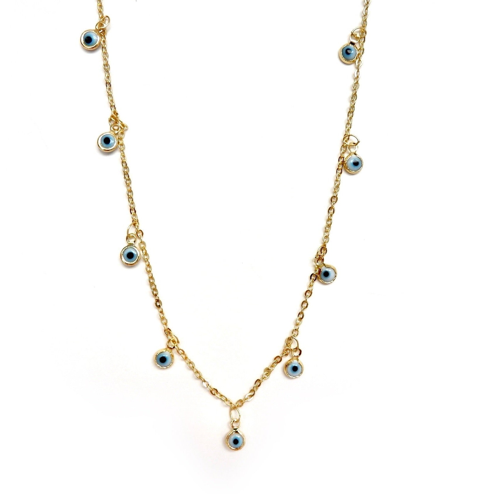 tiny dangling eye charm necklace