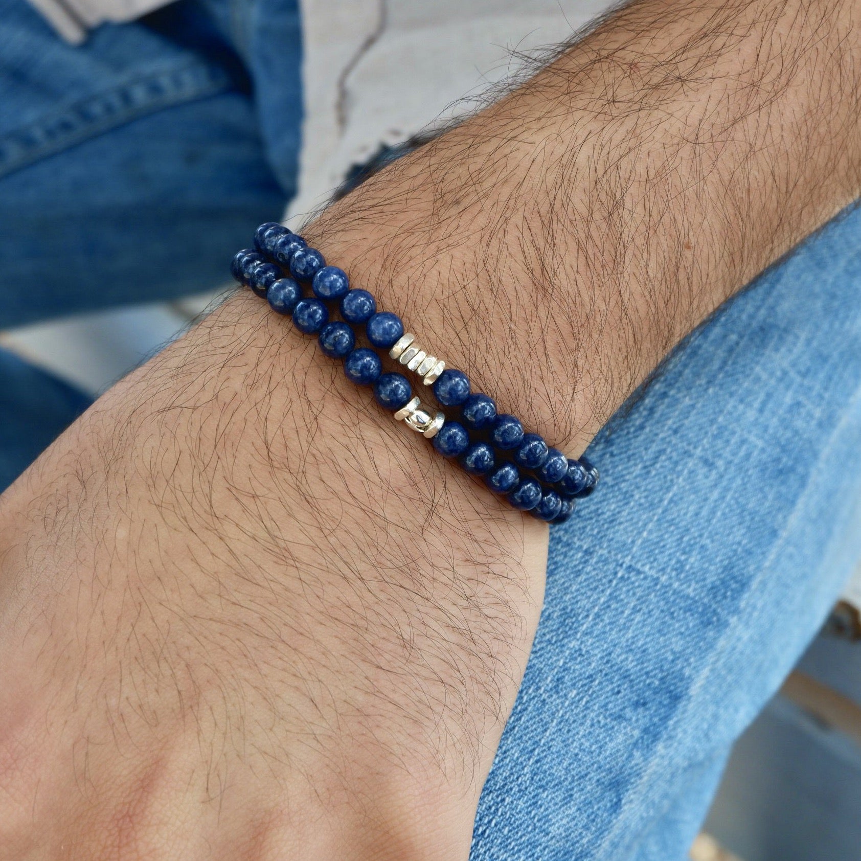 sapphire duo mens bracelet