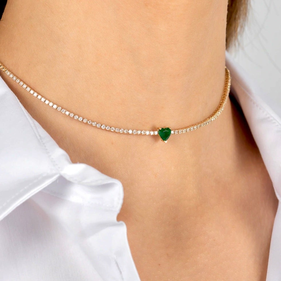 my emerald heart tennis choker