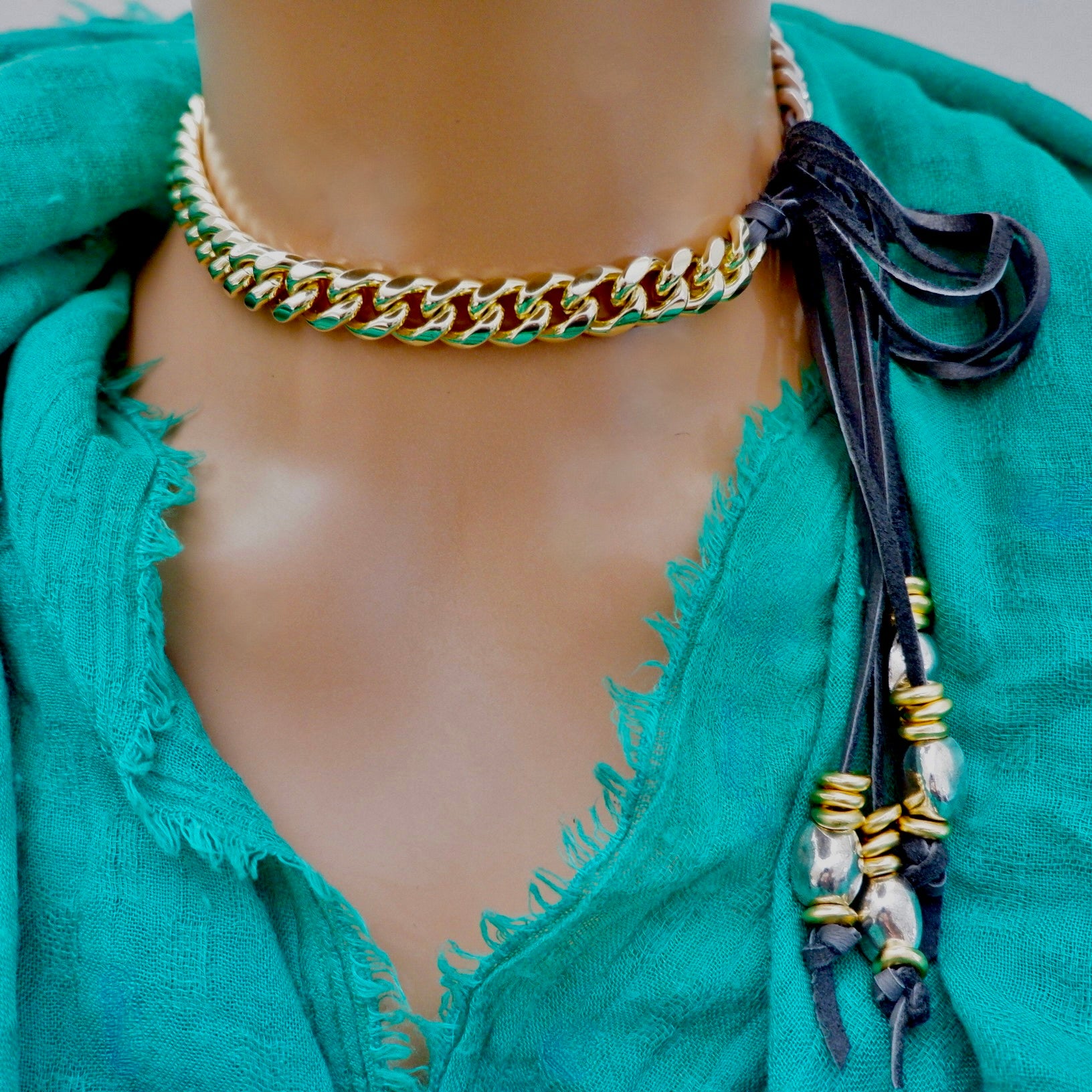 two tone cuban choker