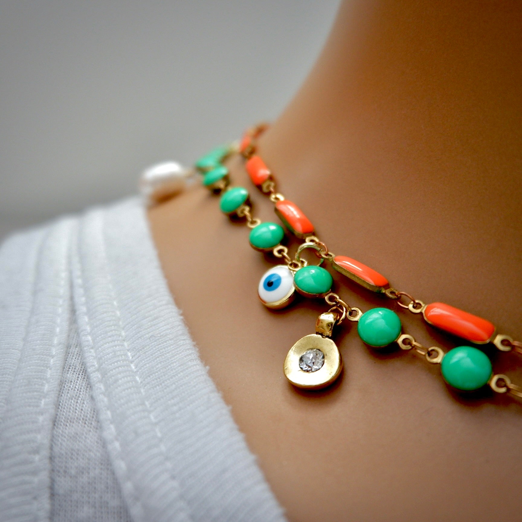 my vintage green happy necklace