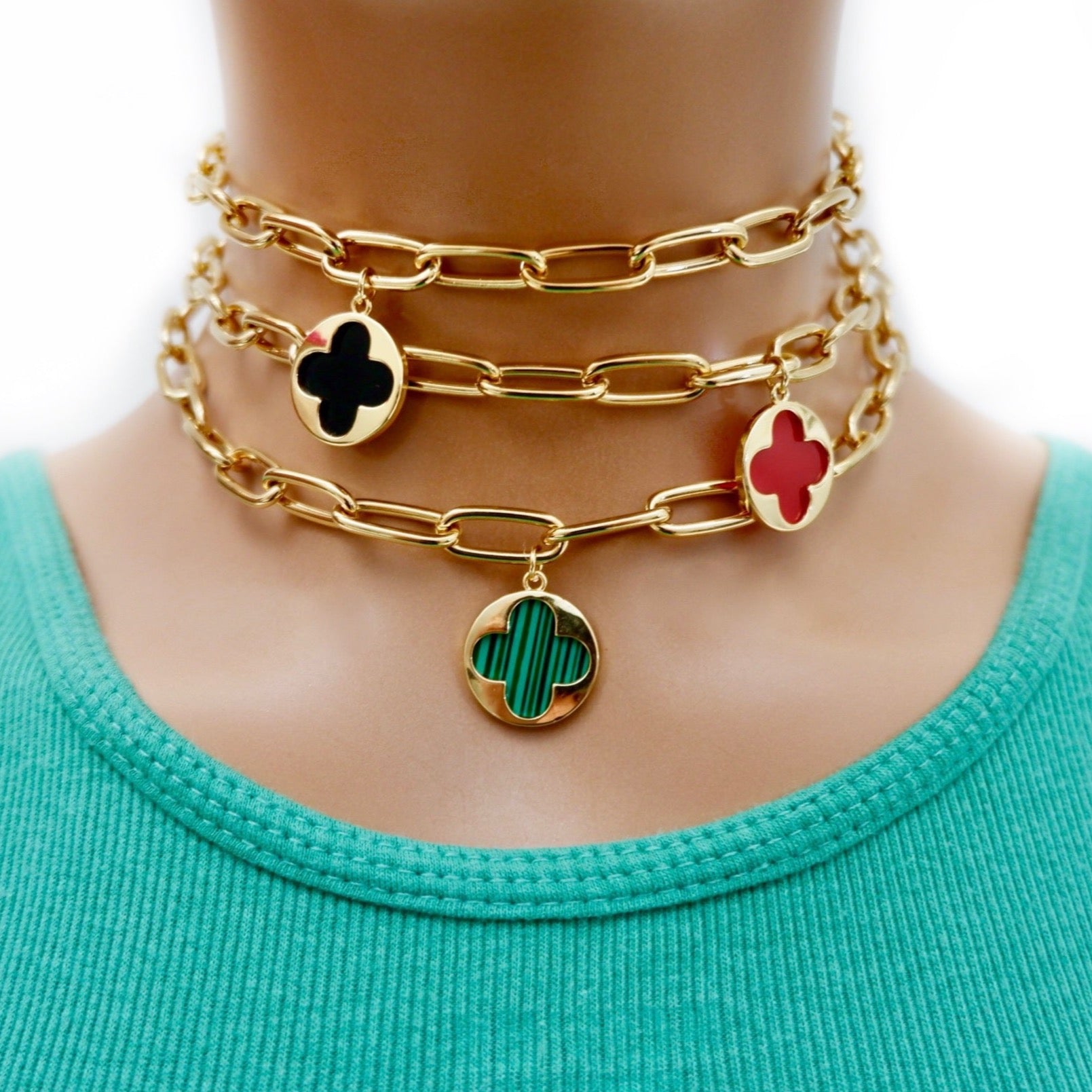 my stylish carnelian clover necklace